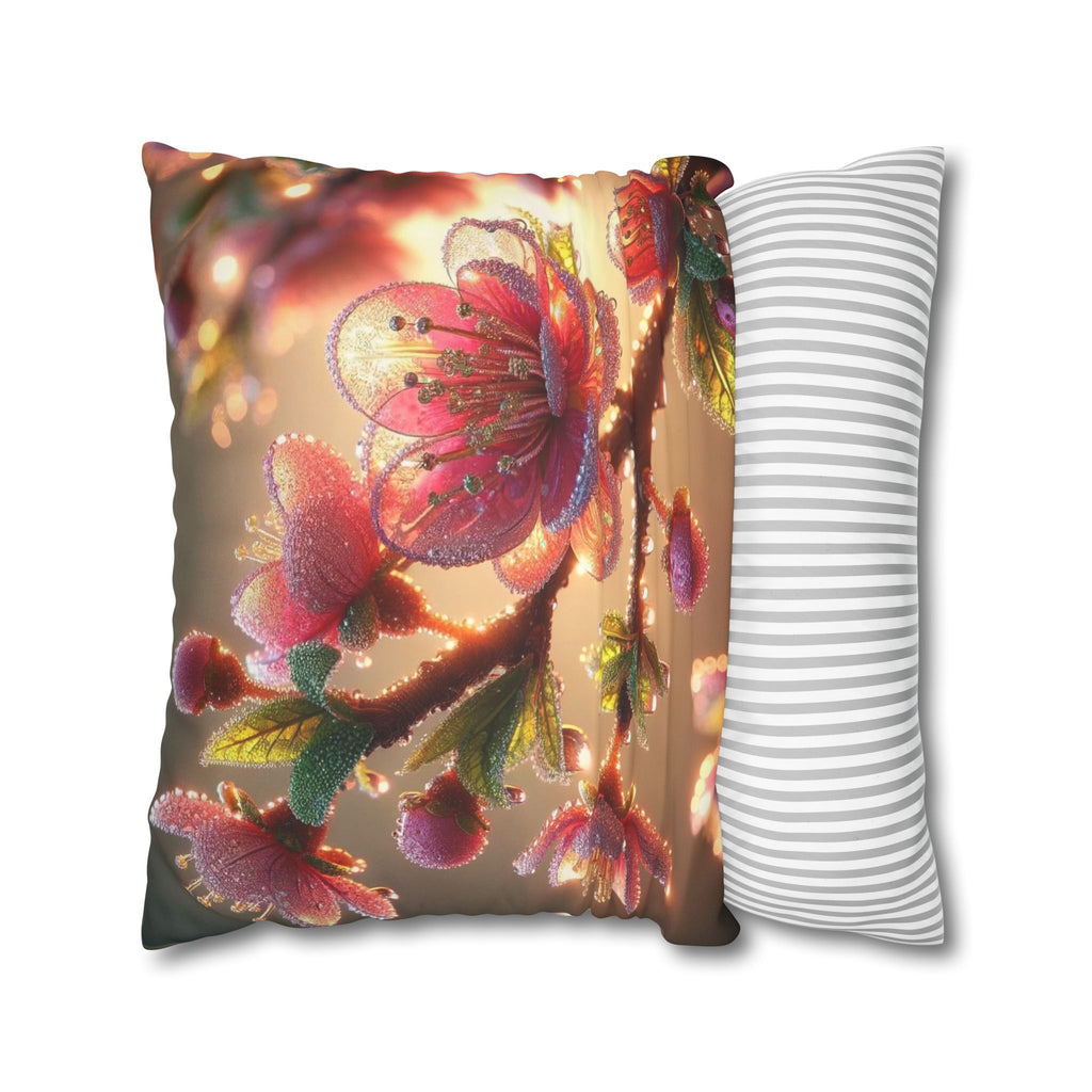 Large Pink flowers - Suede Square Pillowcase