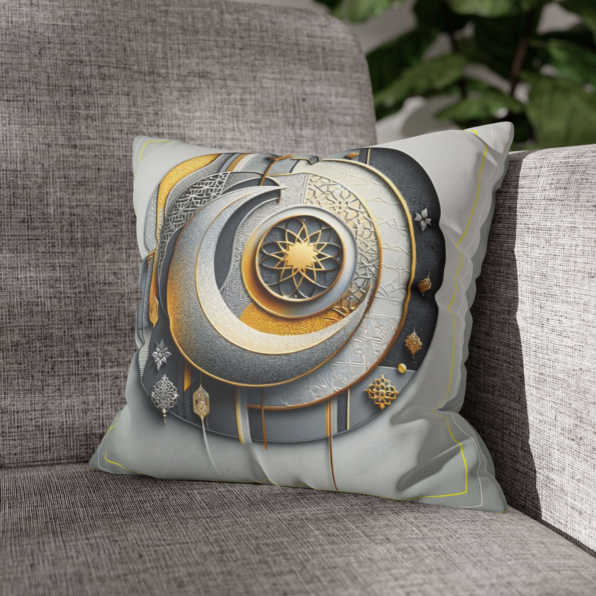 Islamic Art (gold, silver and grey) - Suede Square Pillowcase