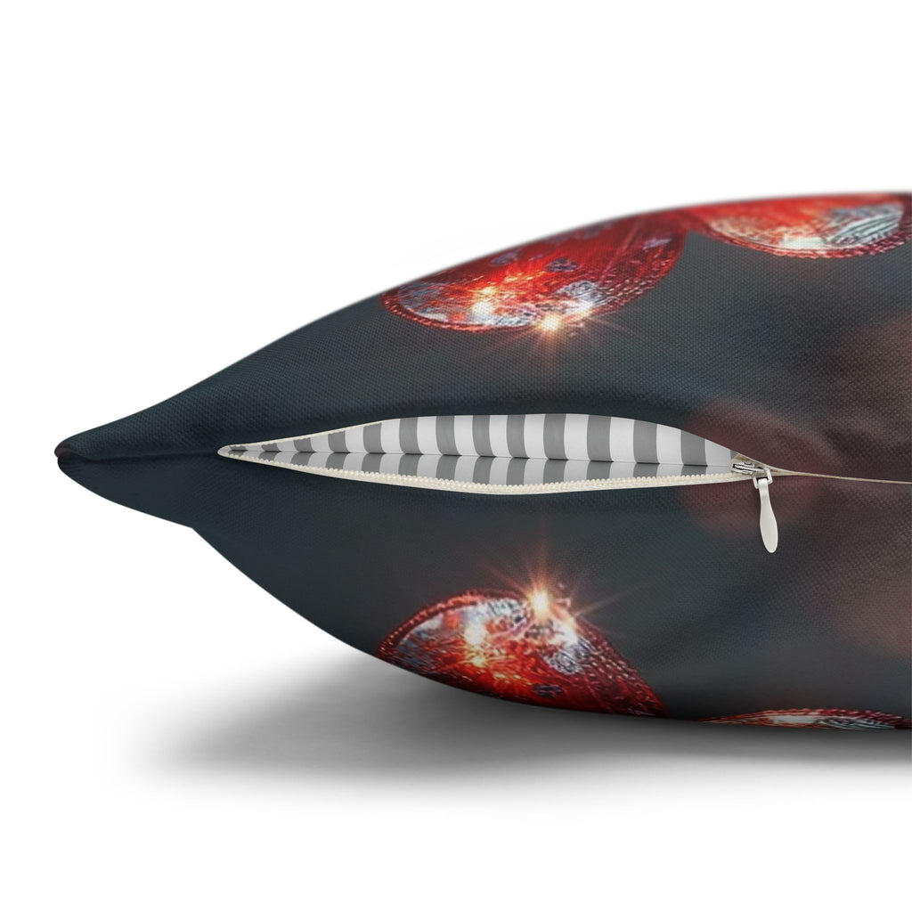 Diamond-red flowers - Polyester Square Pillowcase