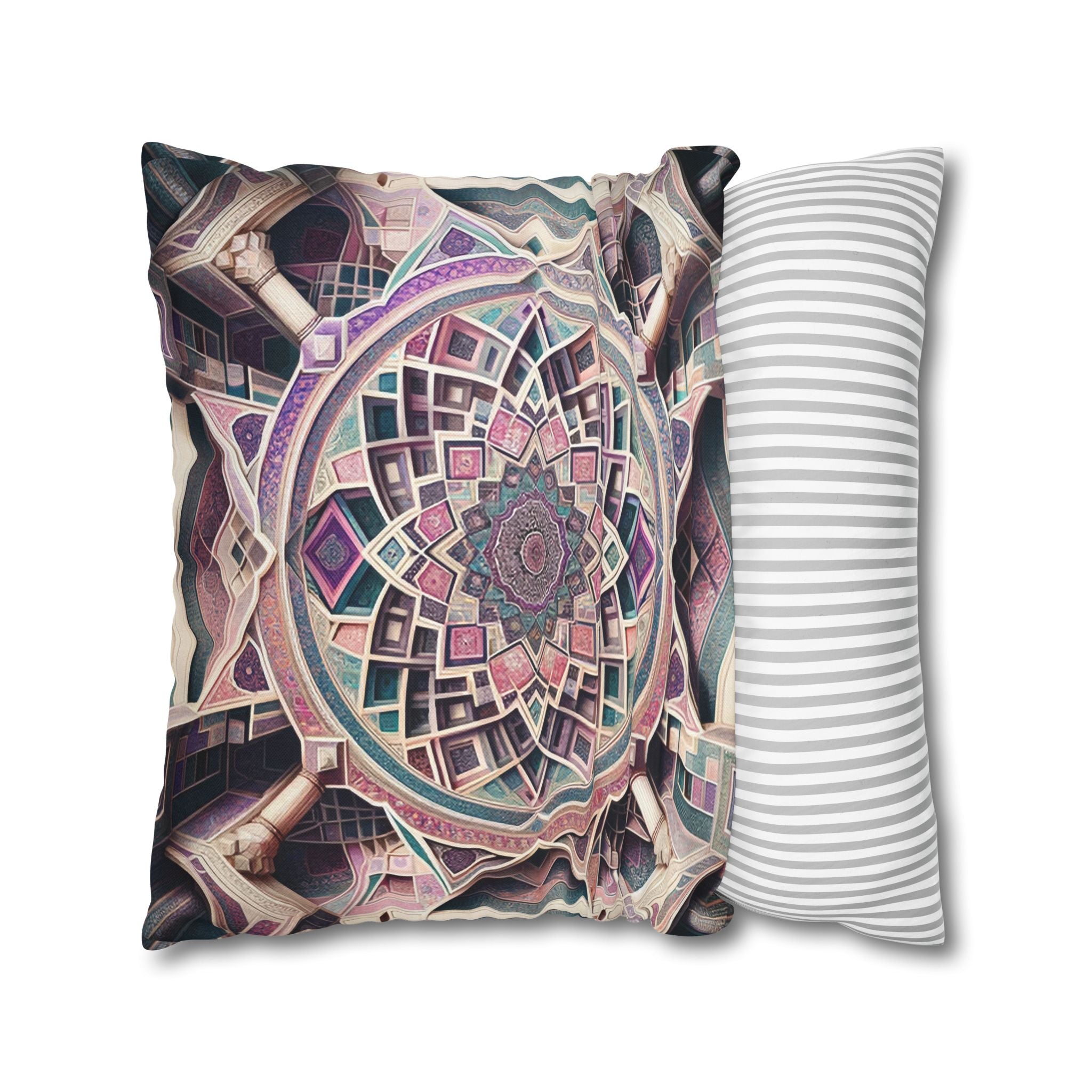 Persian art, grey-pink - Polyester Square Pillowcase