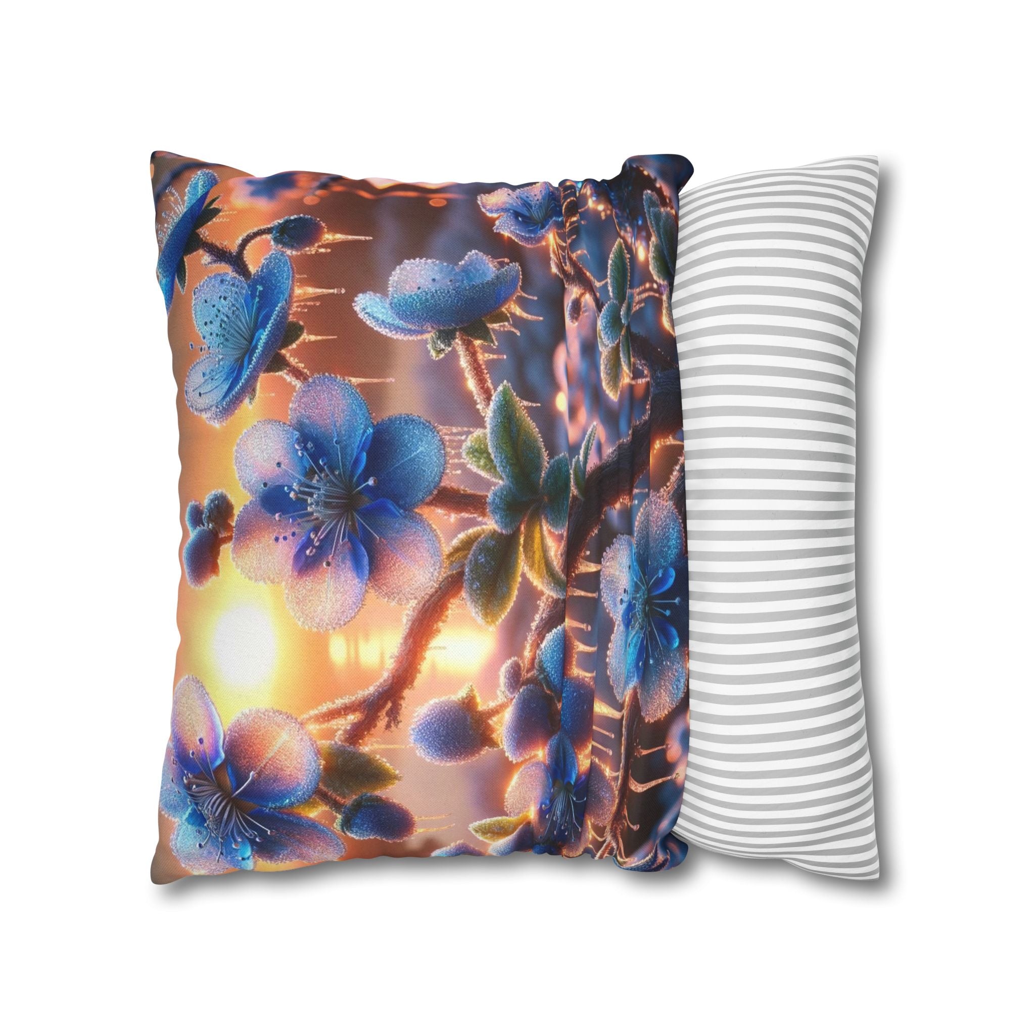 Pillowcase with Blue Flowers and Diamonds