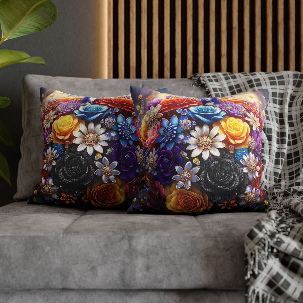 Bouquet of colourful flowers (in the sun) - Suede Square Pillowcase