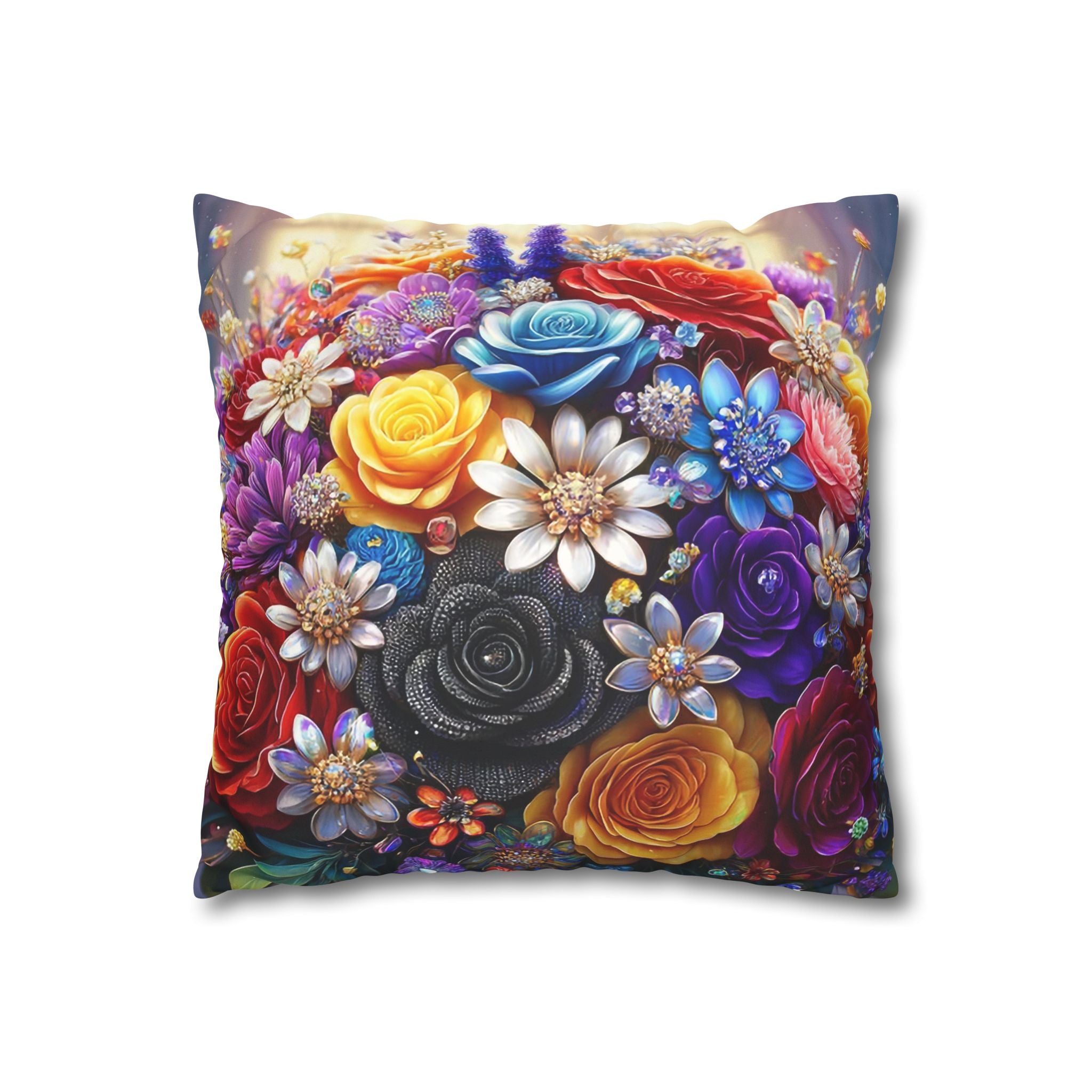 Bouquet of colourful flowers (in the sun) - Suede Square Pillowcase