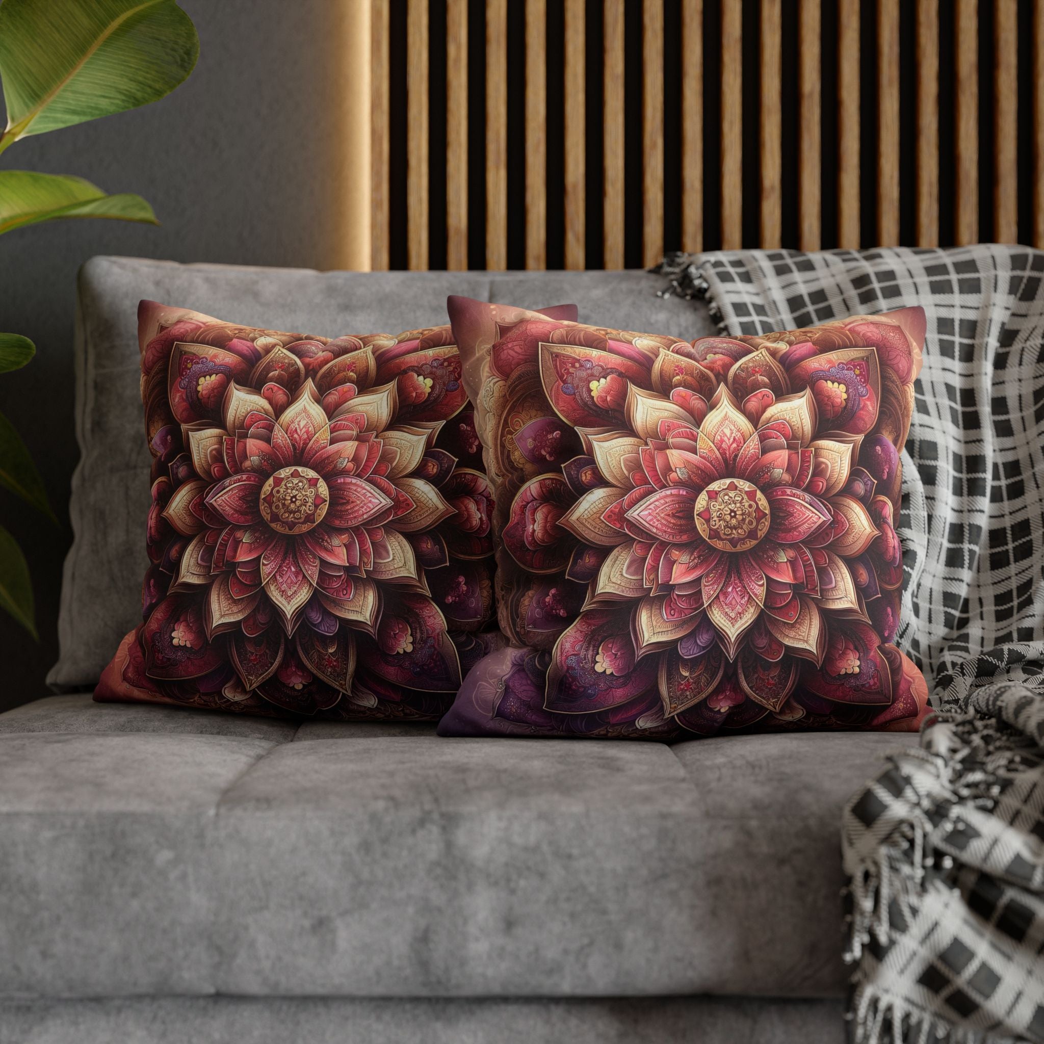 Mandala - Pink design - Spun Polyester Square Pillowcase