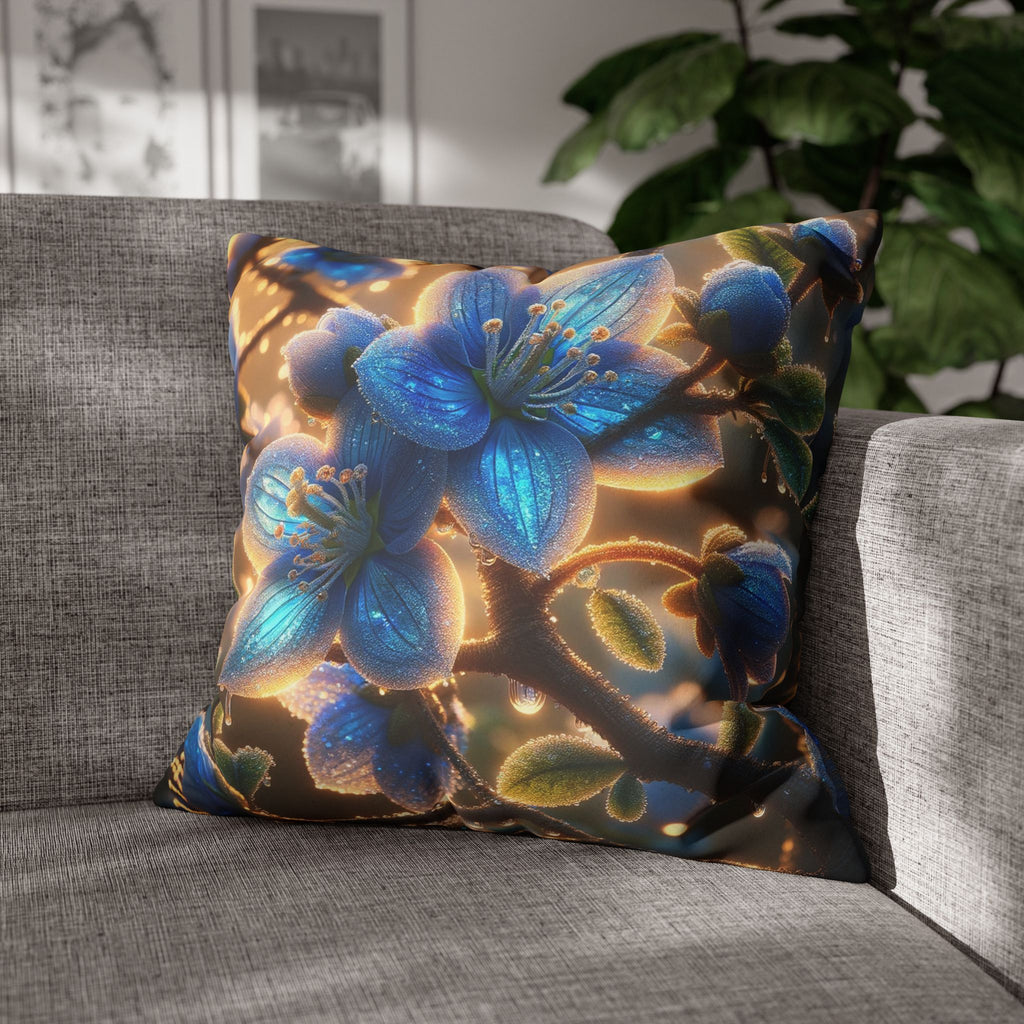 Large blue flowers  - Suede Square Pillowcase