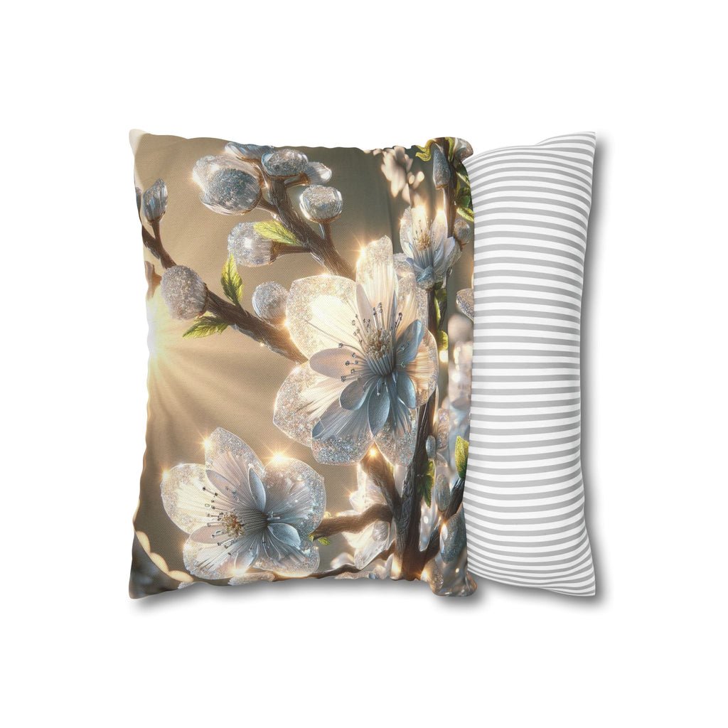 Silver-white diamond flowers - Polyester Square Pillowcase