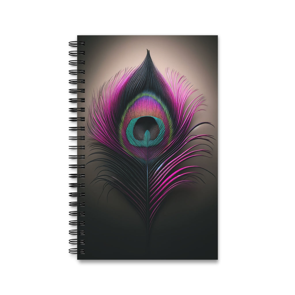 Fantasy Peacock Feather black-fuchsia (2) - Spiral Journal