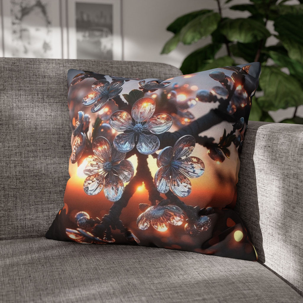 A branch full of white flowers - Polyester Square Pillowcase