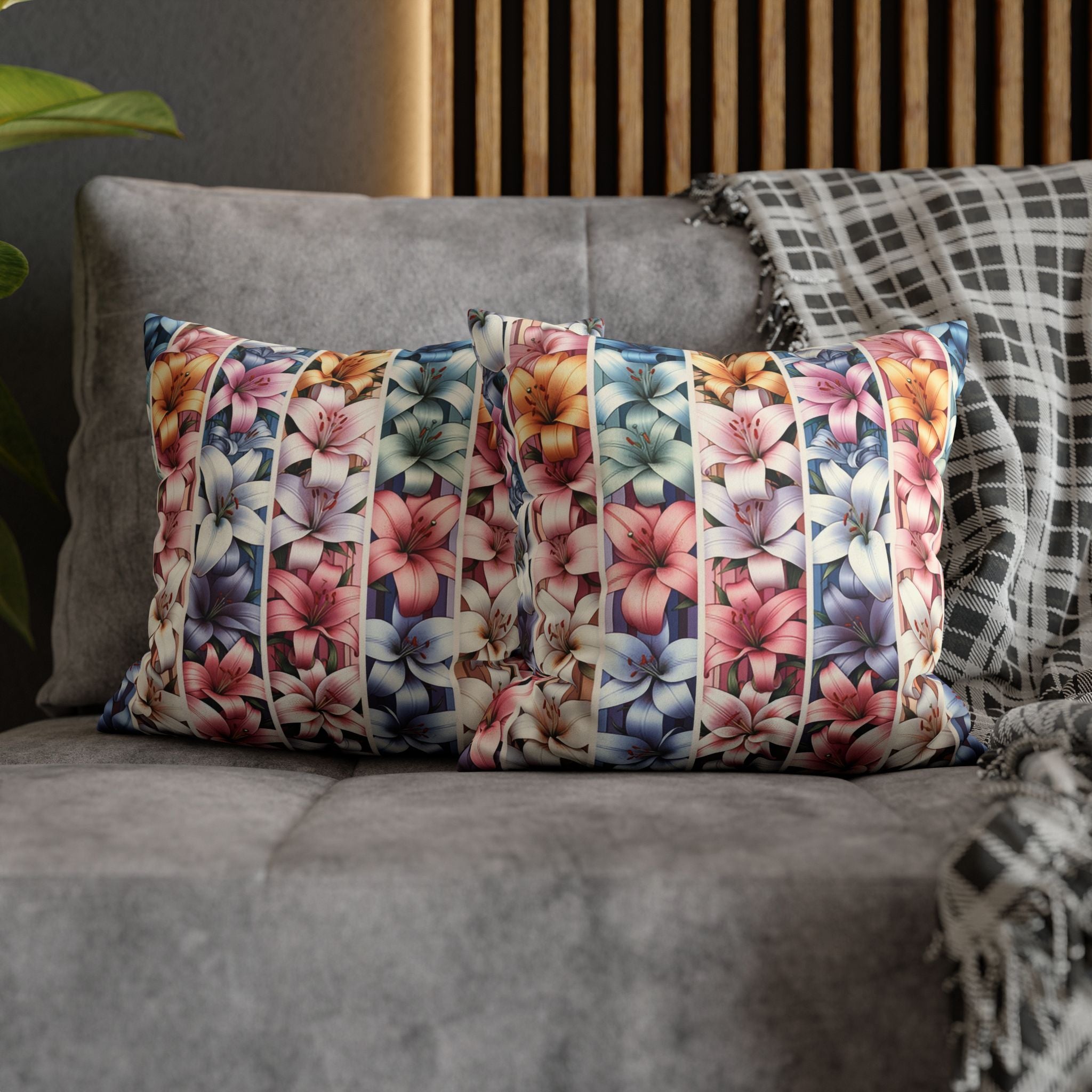 Lilies (in lines)- Suede Square Pillowcase