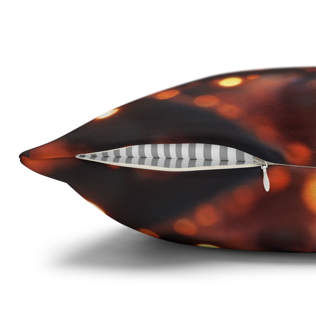 Orange flowers (brown background) - Polyester Square Pillowcase