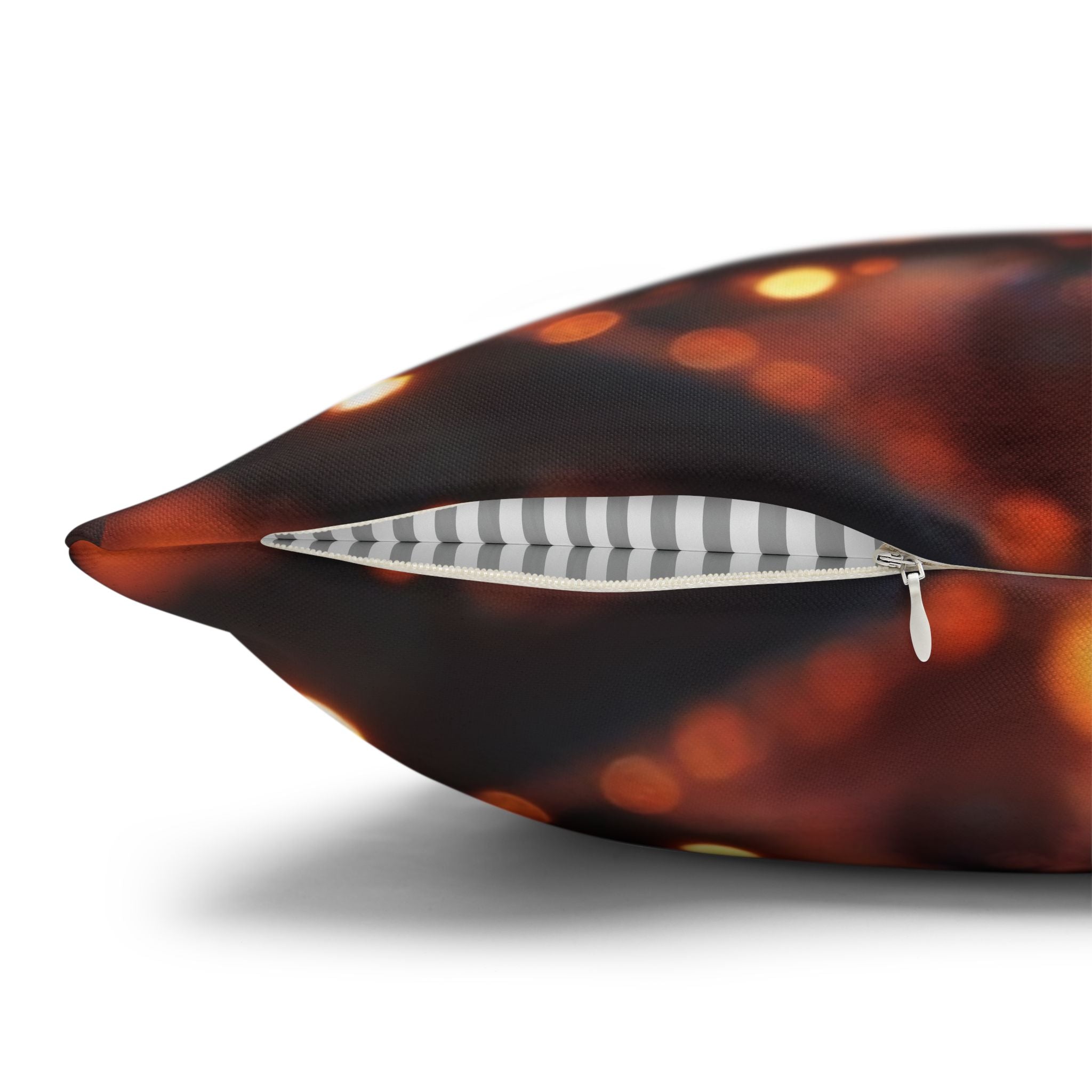 Orange flowers (brown background) - Polyester Square Pillowcase