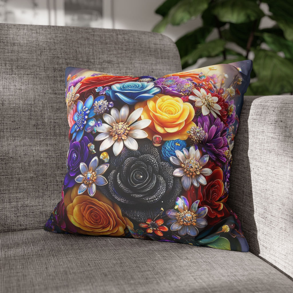 Bouquet of colourful flowers (in the sun) - Suede Square Pillowcase