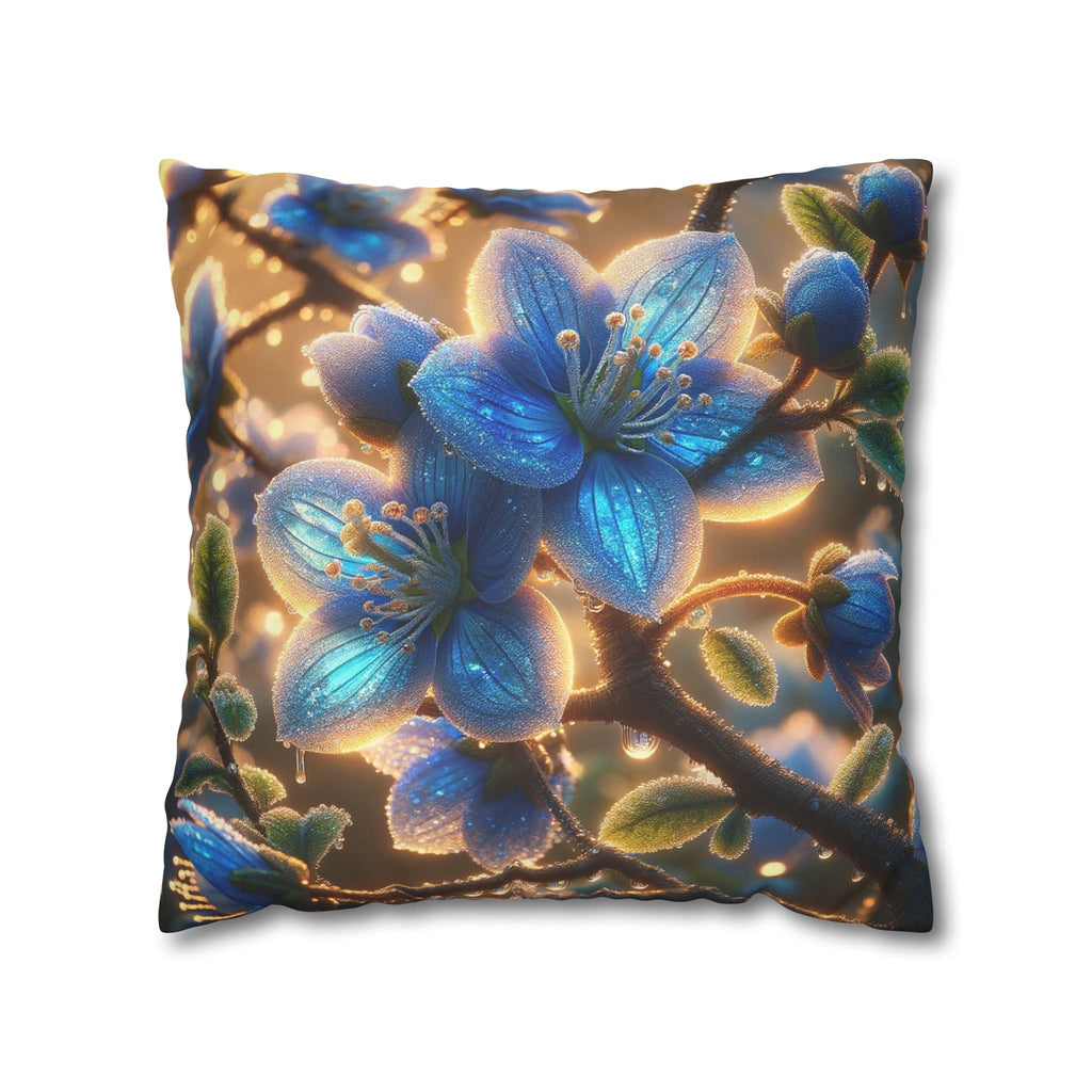 Large blue flowers  - Suede Square Pillowcase