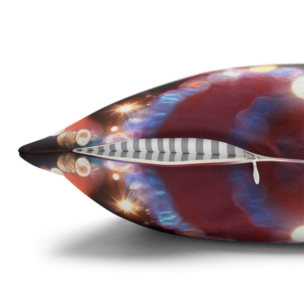 Red flowers with grey background - Polyester Square Pillowcase