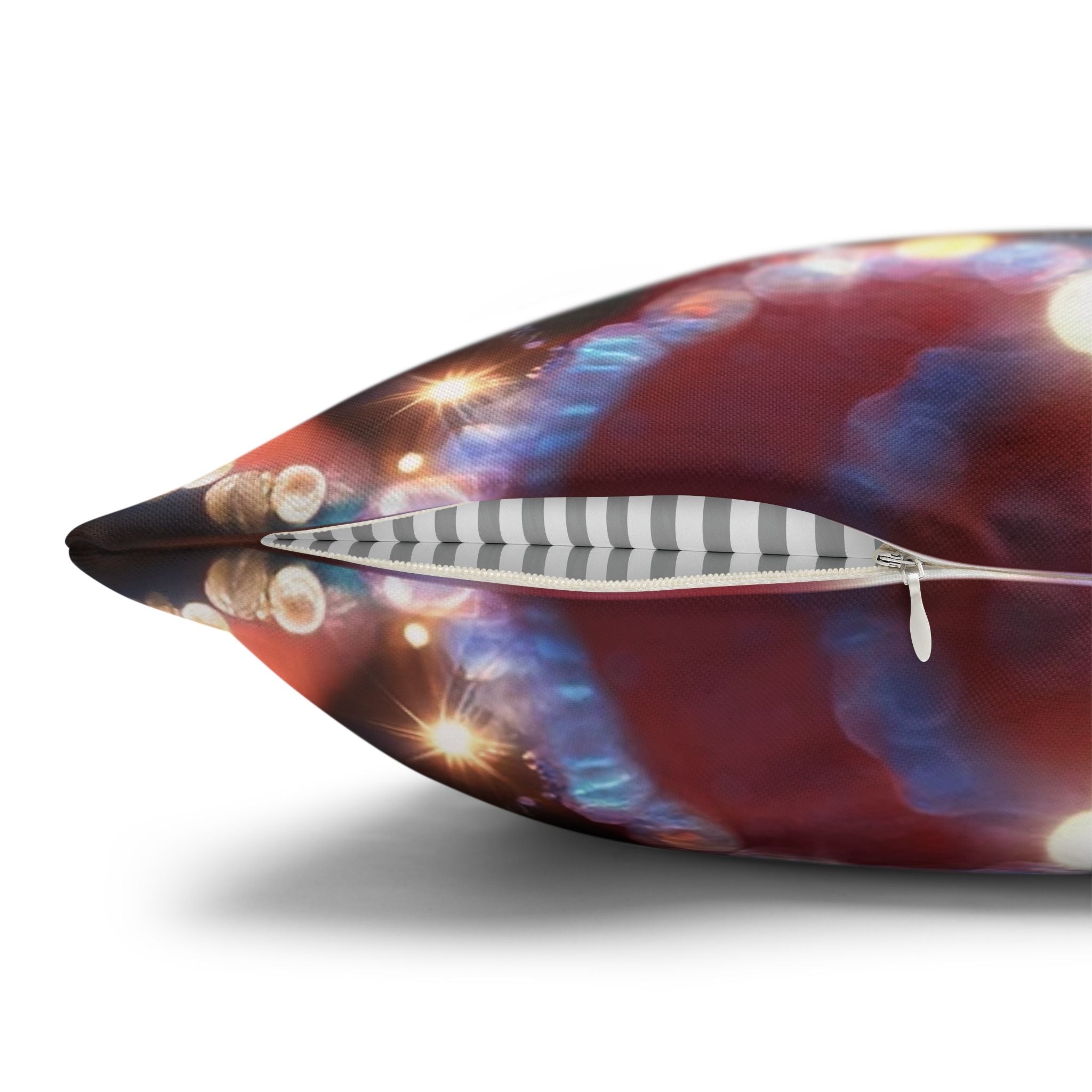 Red flowers with grey background - Polyester Square Pillowcase