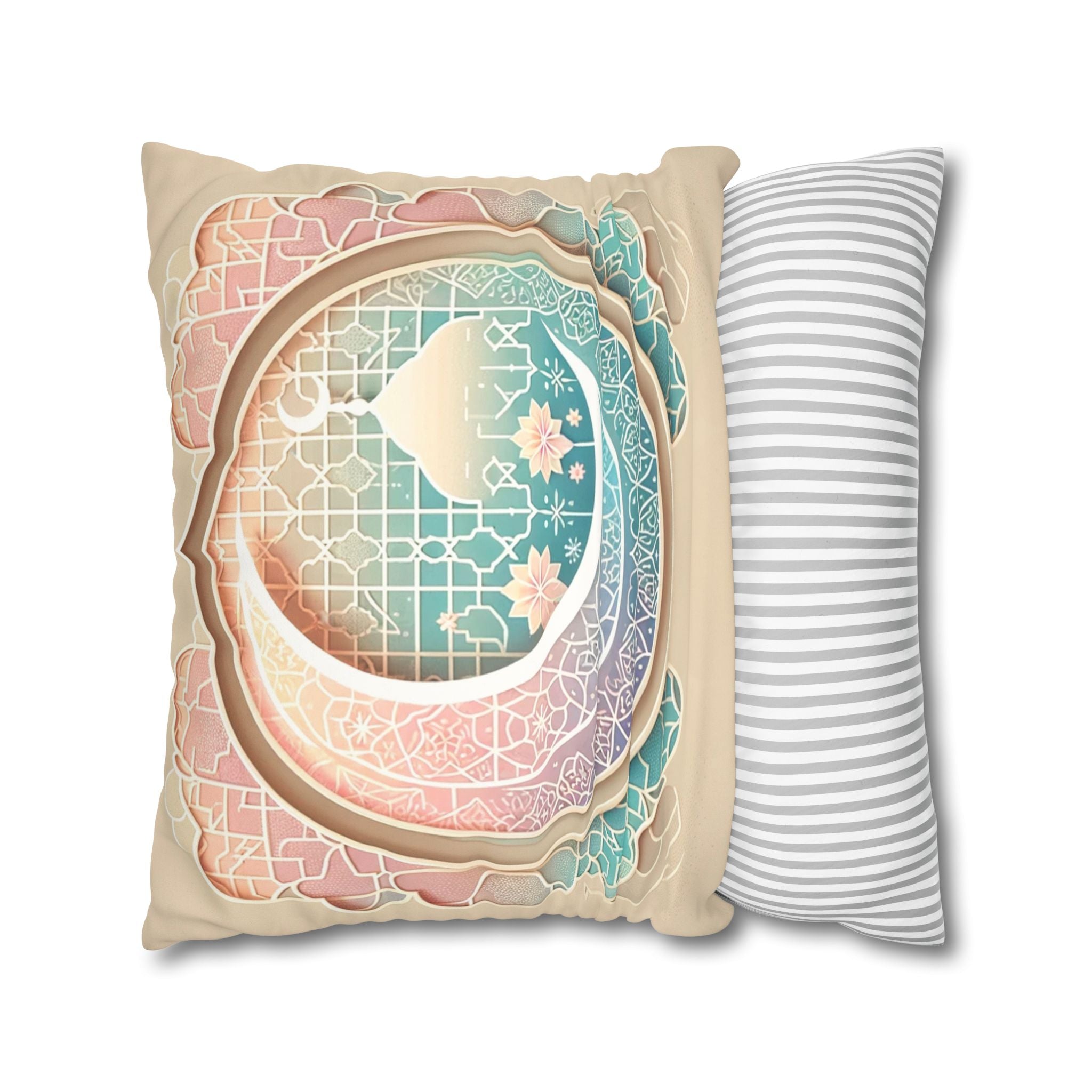 Islamic Art (pastel pink and green) - Suede Square Pillowcase