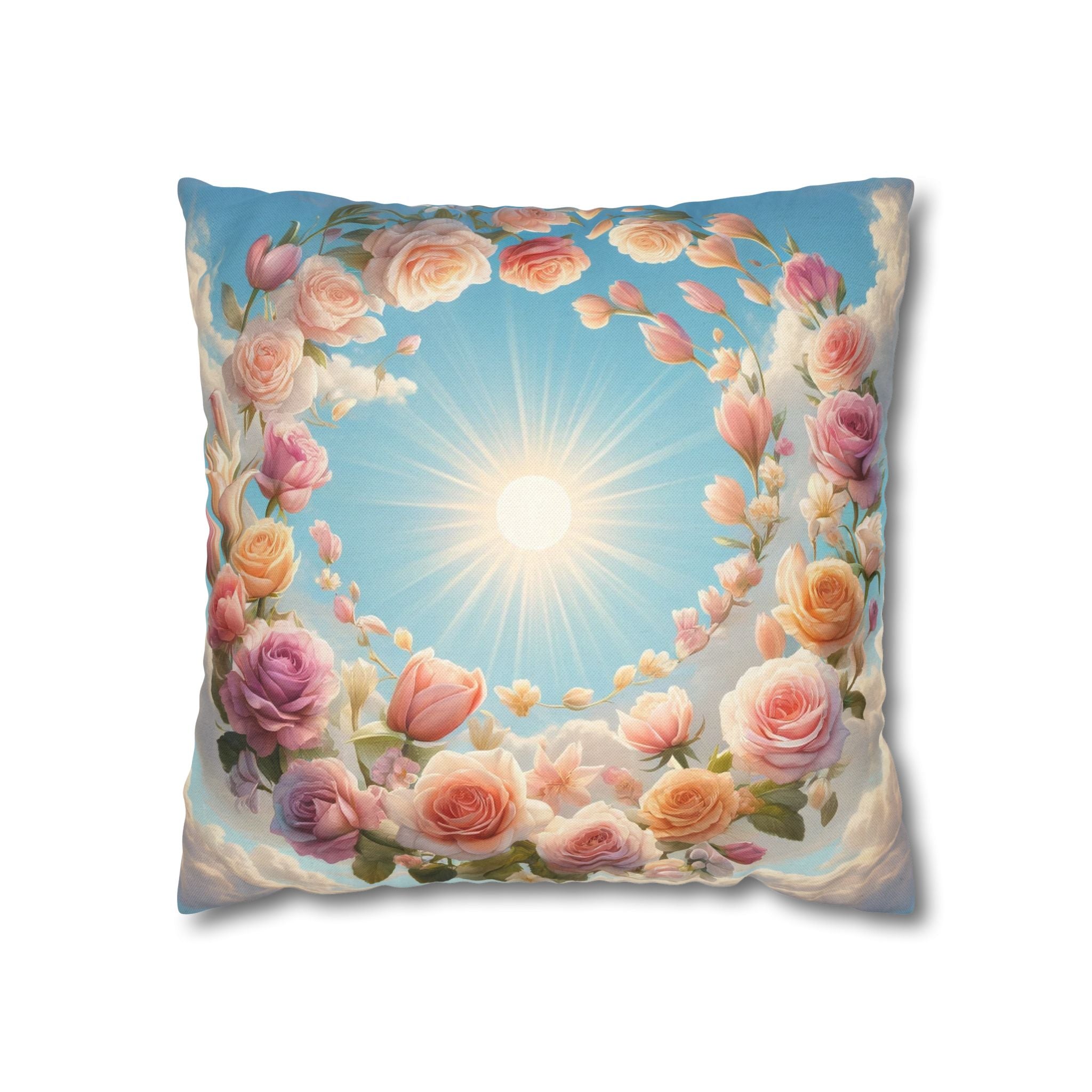 Roses in a circle - Polyester Square Pillowcase