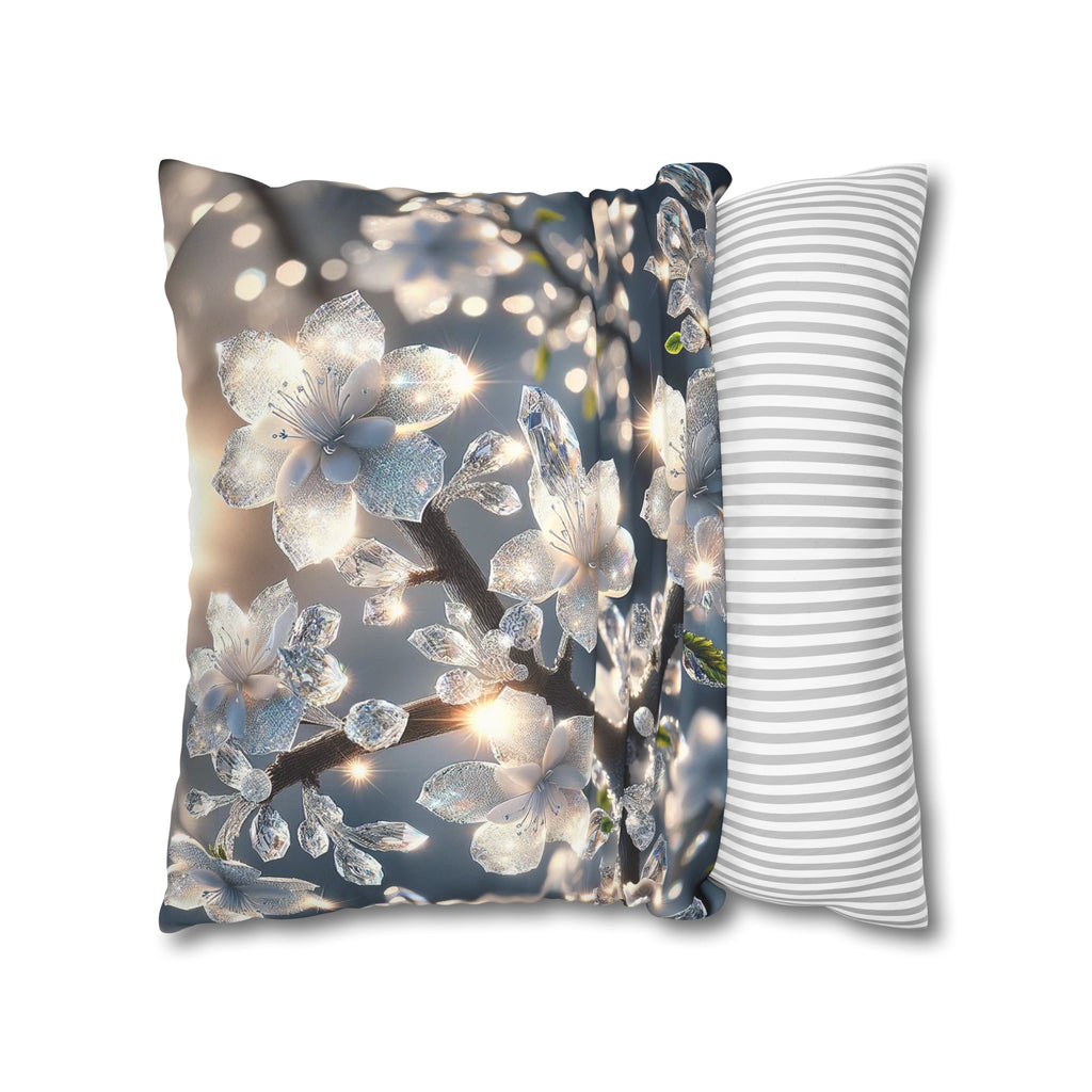 White, diamond flowers (5) - Suede Square Pillowcase