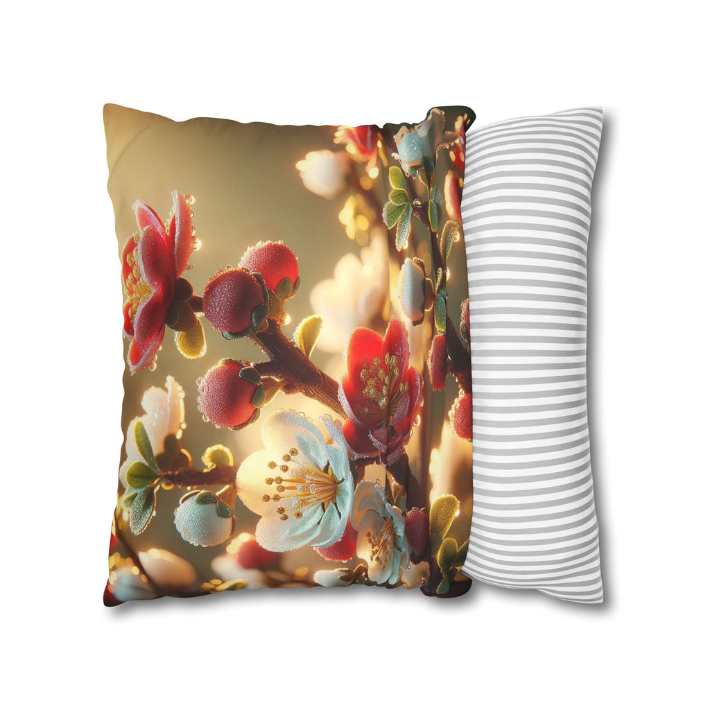 Red and white flowers - Suede Square Pillowcase