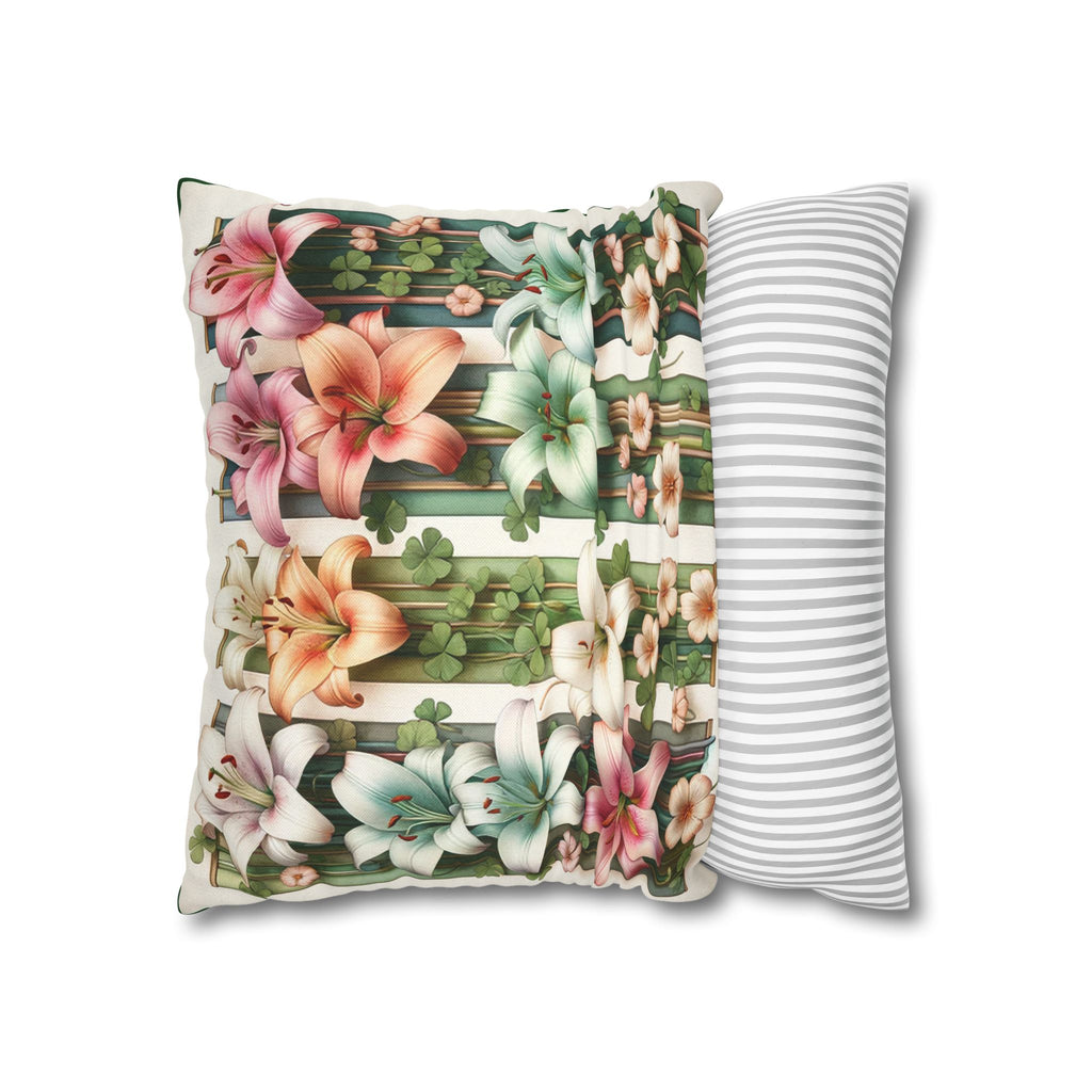 Lilies with little leaves - Polyester Square Pillowcase