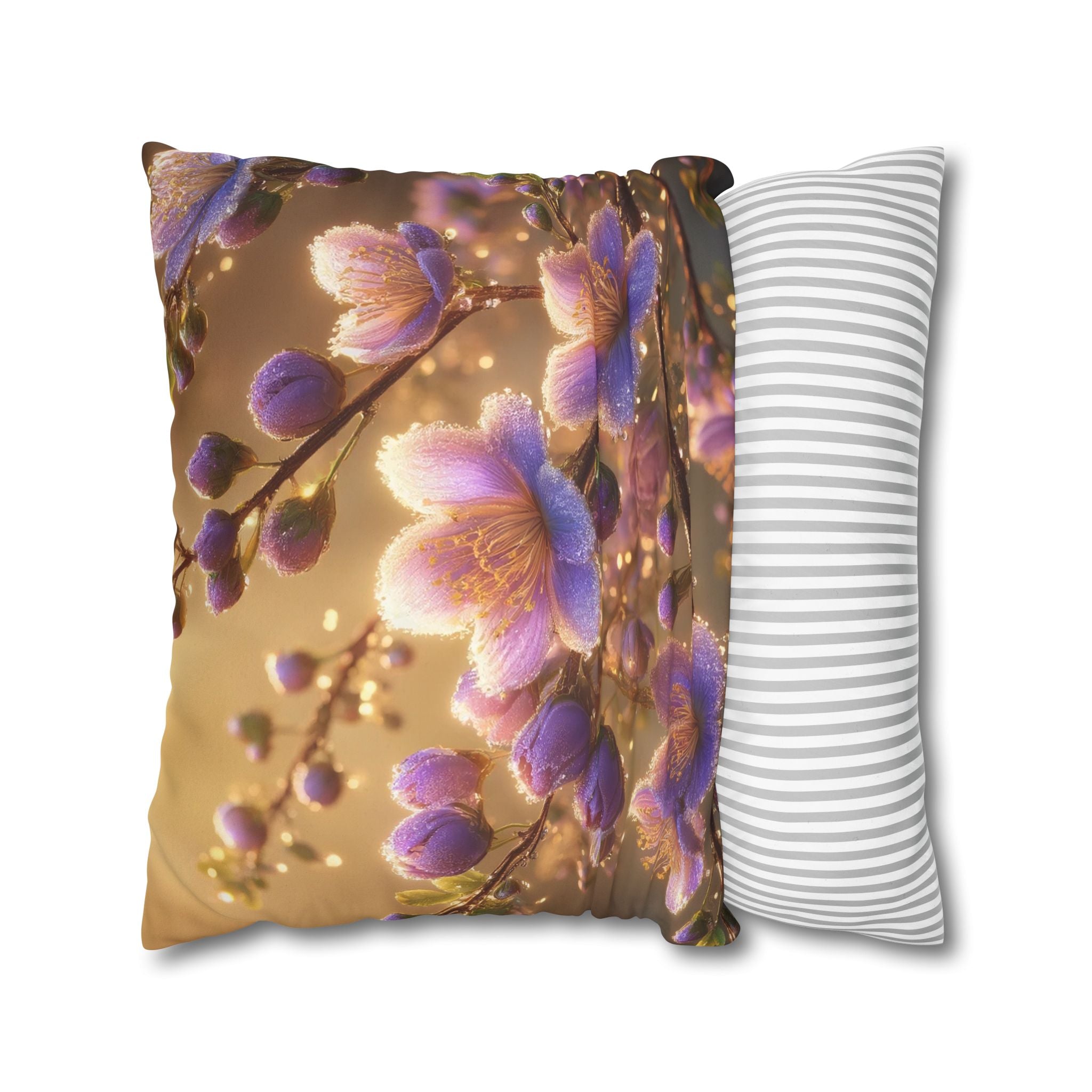 Purple and white flowers - Suede Square Pillowcase