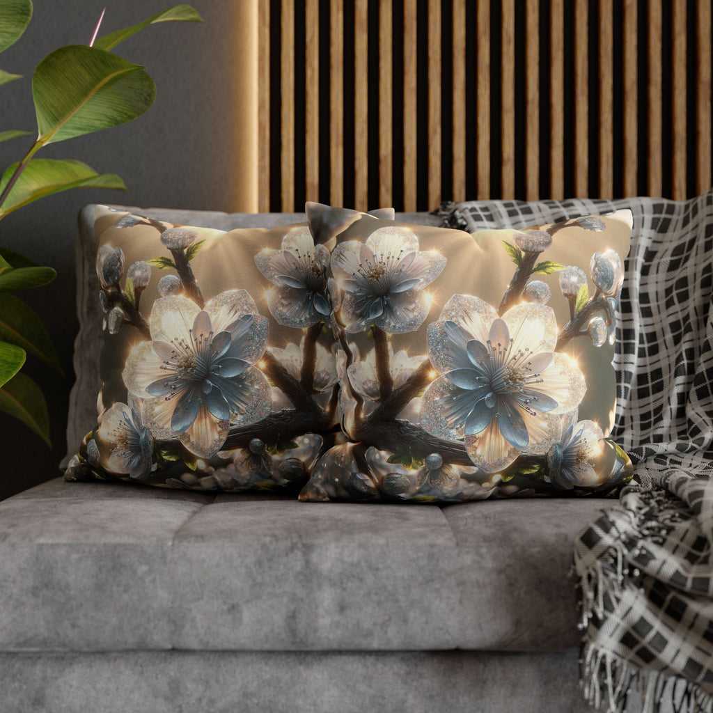 Silver-white diamond flowers - Polyester Square Pillowcase