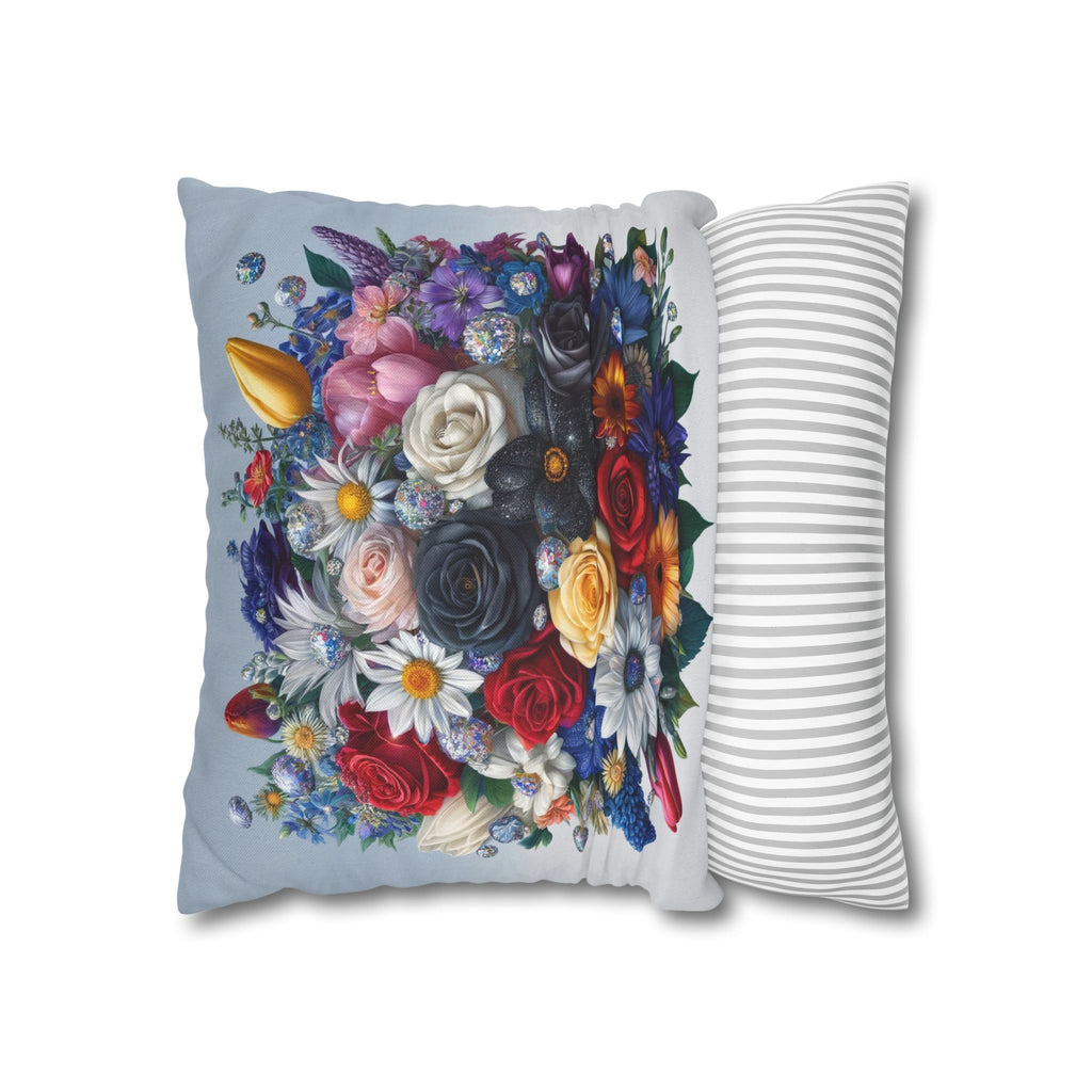 Colourful Bouquet (light-blue background) - Polyester Square Pillowcase