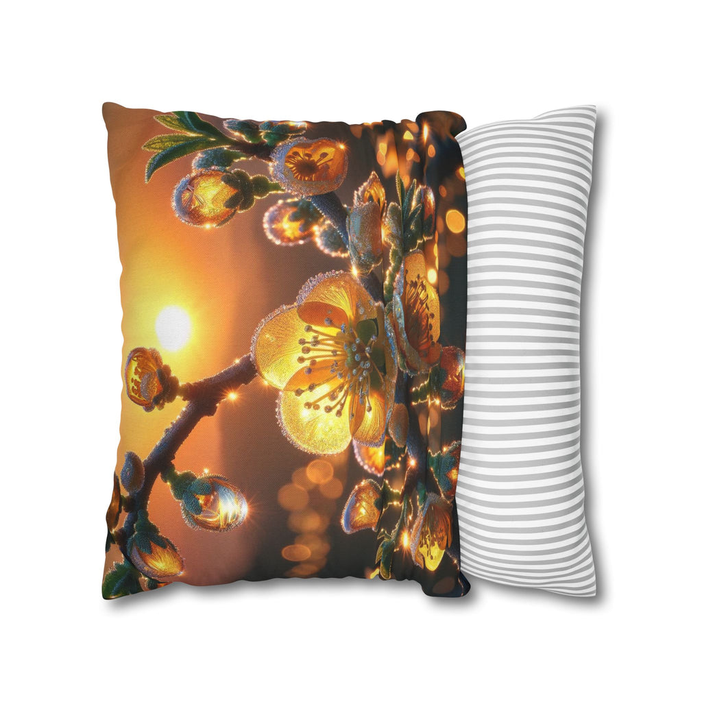 Yellow diamond-like flowers - Polyester Square Pillowcase