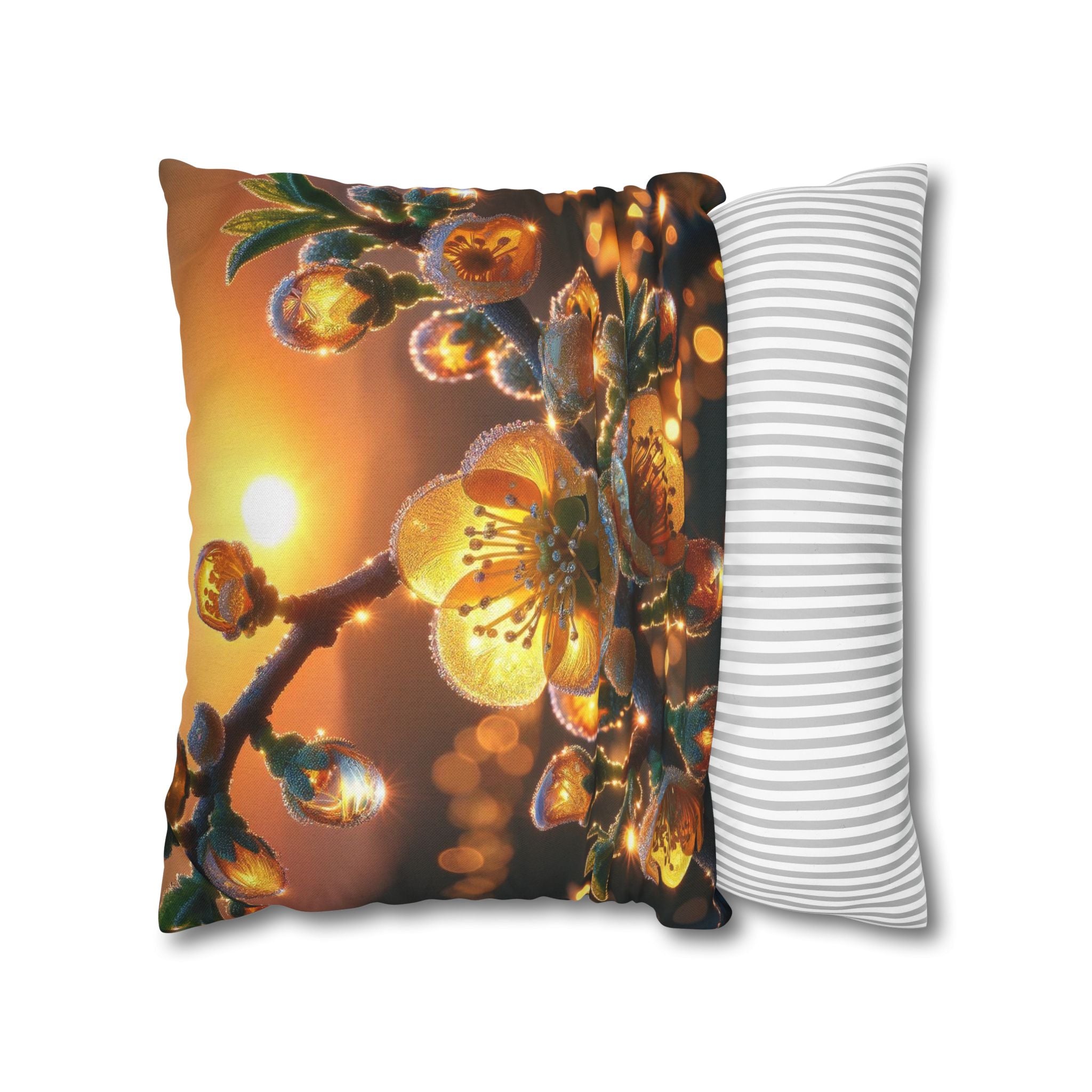 Yellow diamond-like flowers - Polyester Square Pillowcase