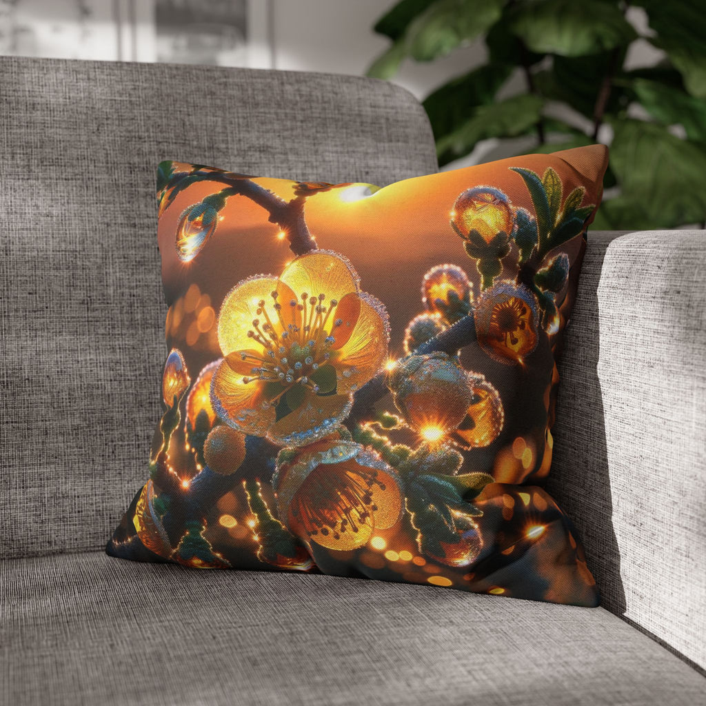 Yellow diamond-like flowers - Polyester Square Pillowcase