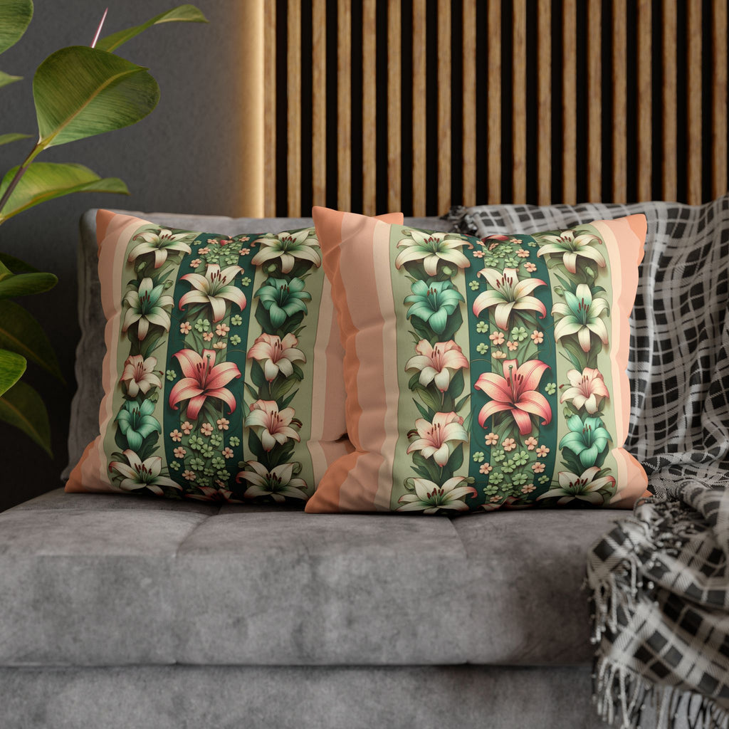 Pastel coloured Lilies - Suede Square Pillowcase