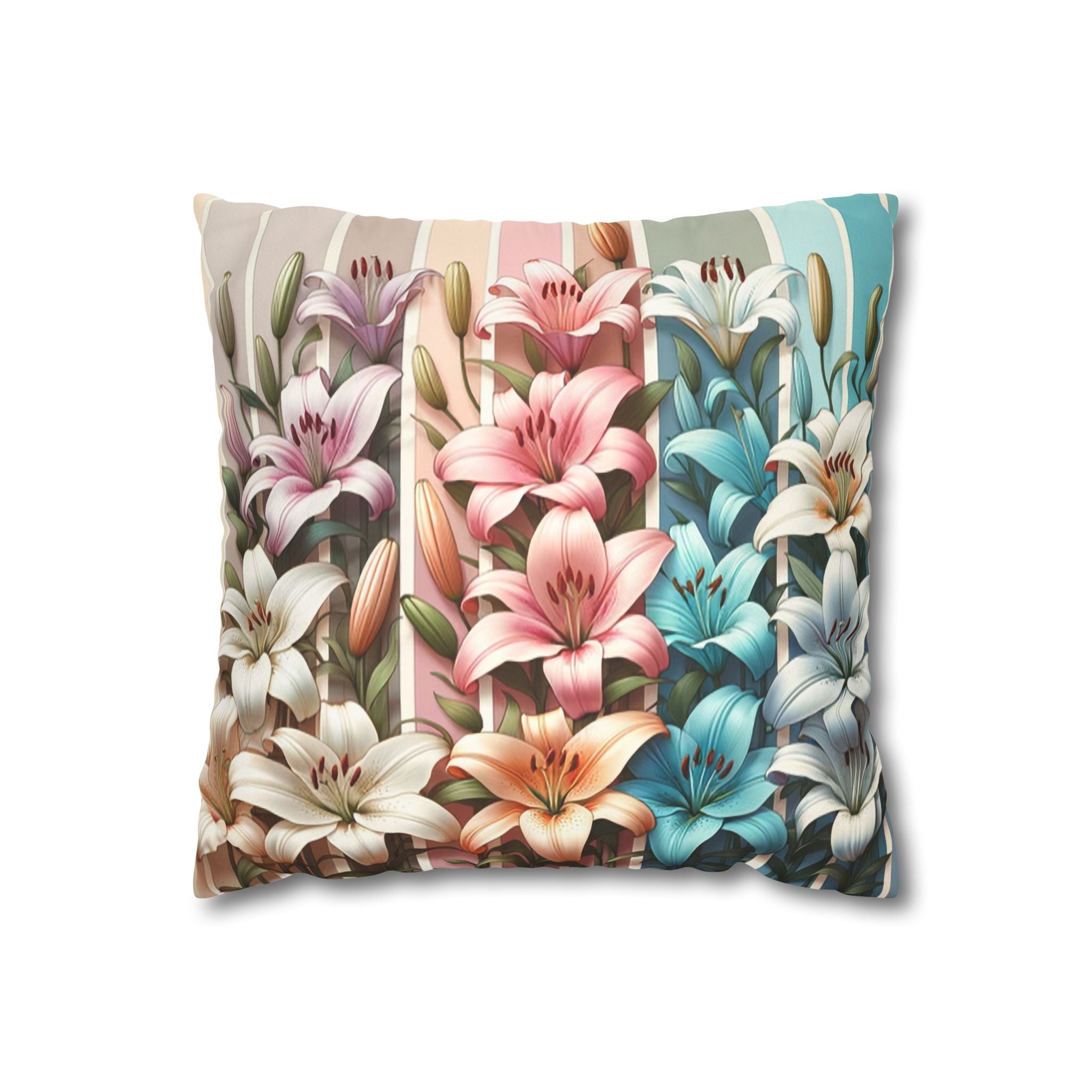 Lilies (in columns) - Suede Square Pillowcase