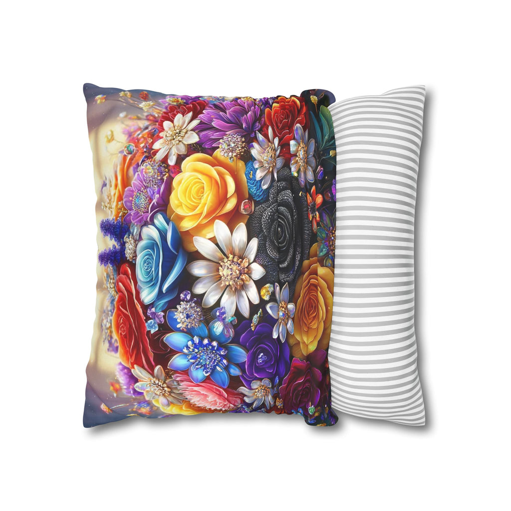 Bouquet of colourful flowers (in the sun) - Suede Square Pillowcase