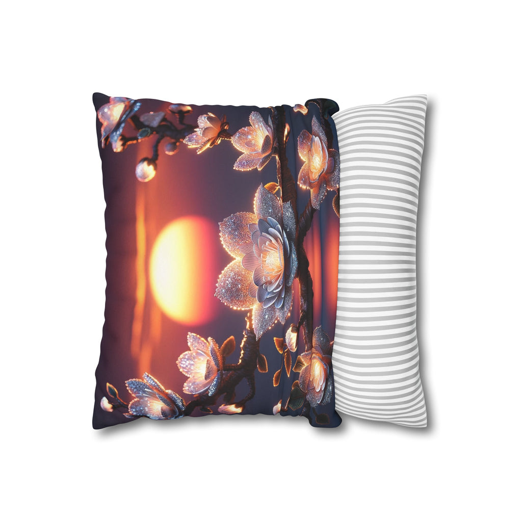 White, diamond flowers in the night - Suede Square Pillowcase