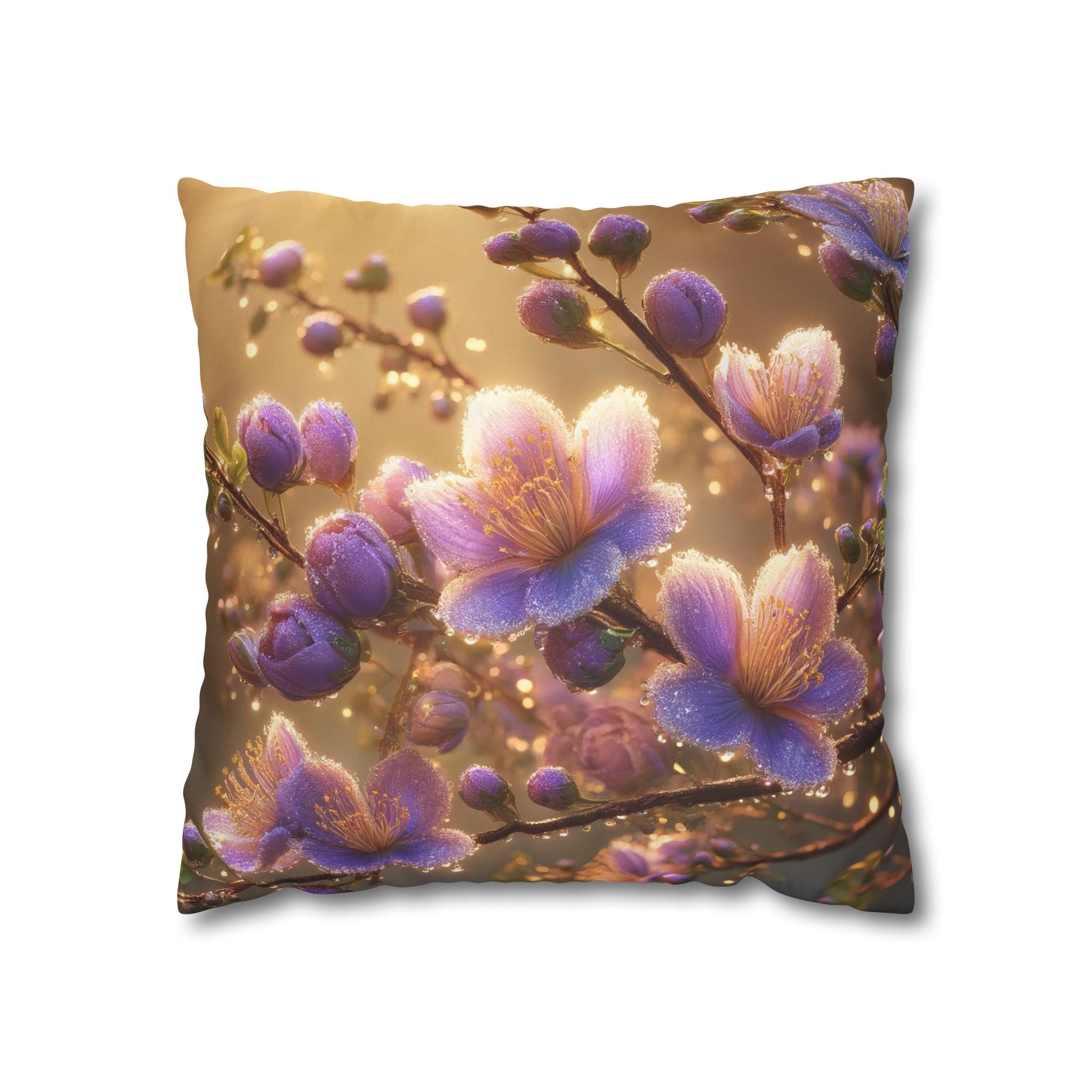 Purple and white flowers - Suede Square Pillowcase
