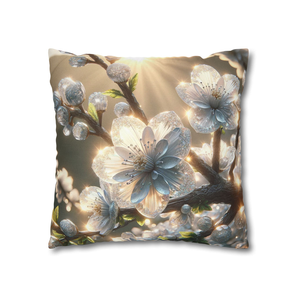Silver-white diamond flowers - Polyester Square Pillowcase