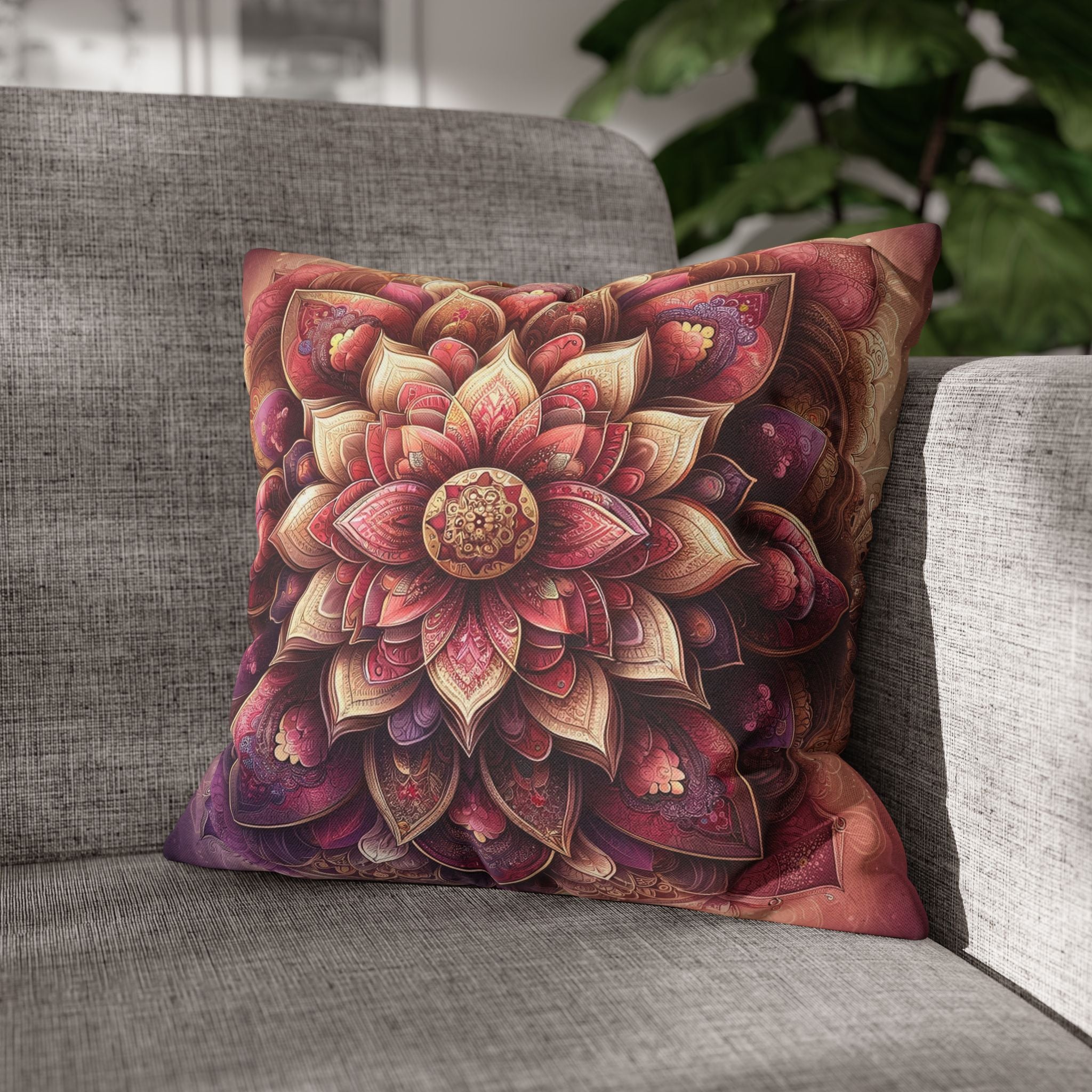 Mandala - Pink design - Spun Polyester Square Pillowcase