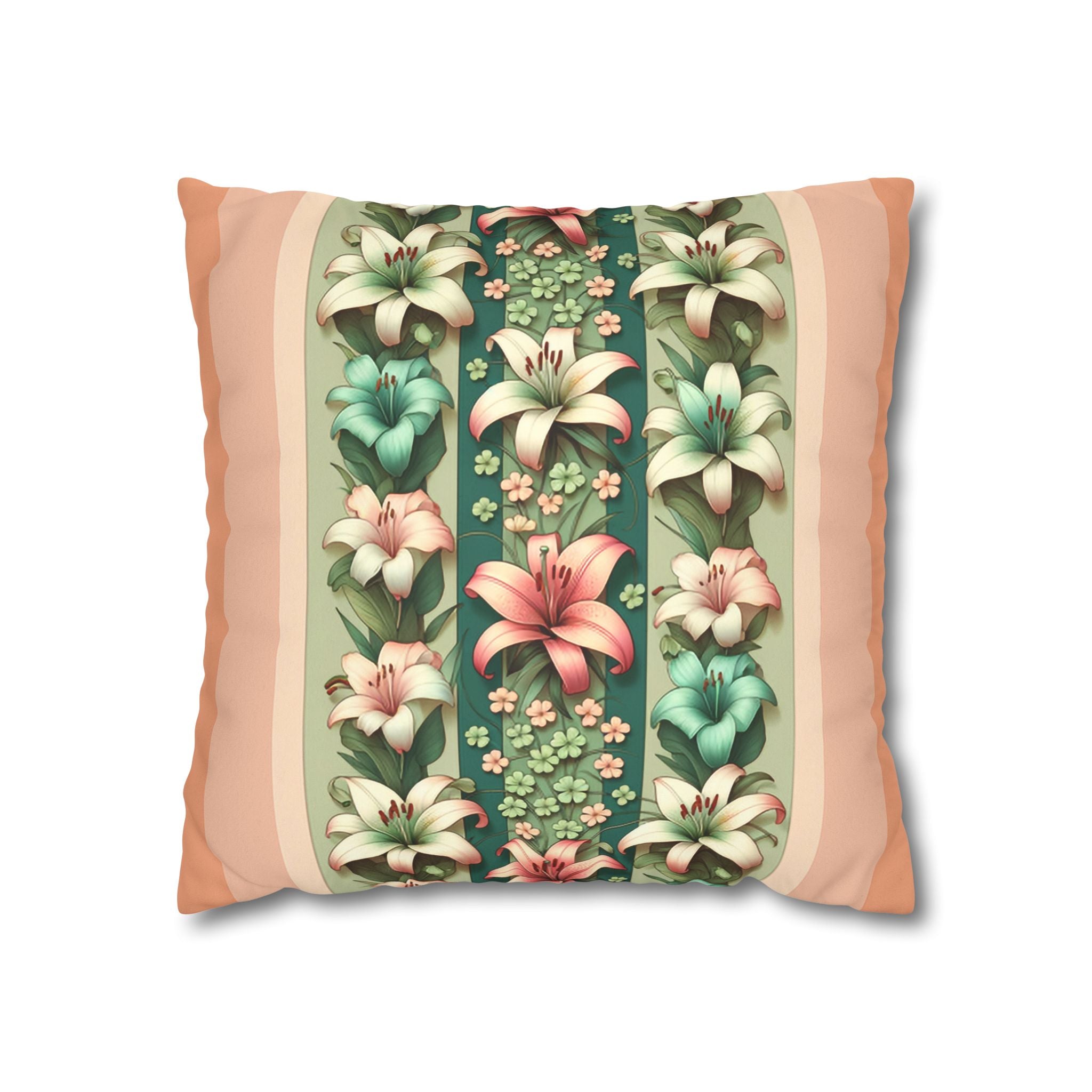 Pastel coloured Lilies - Suede Square Pillowcase