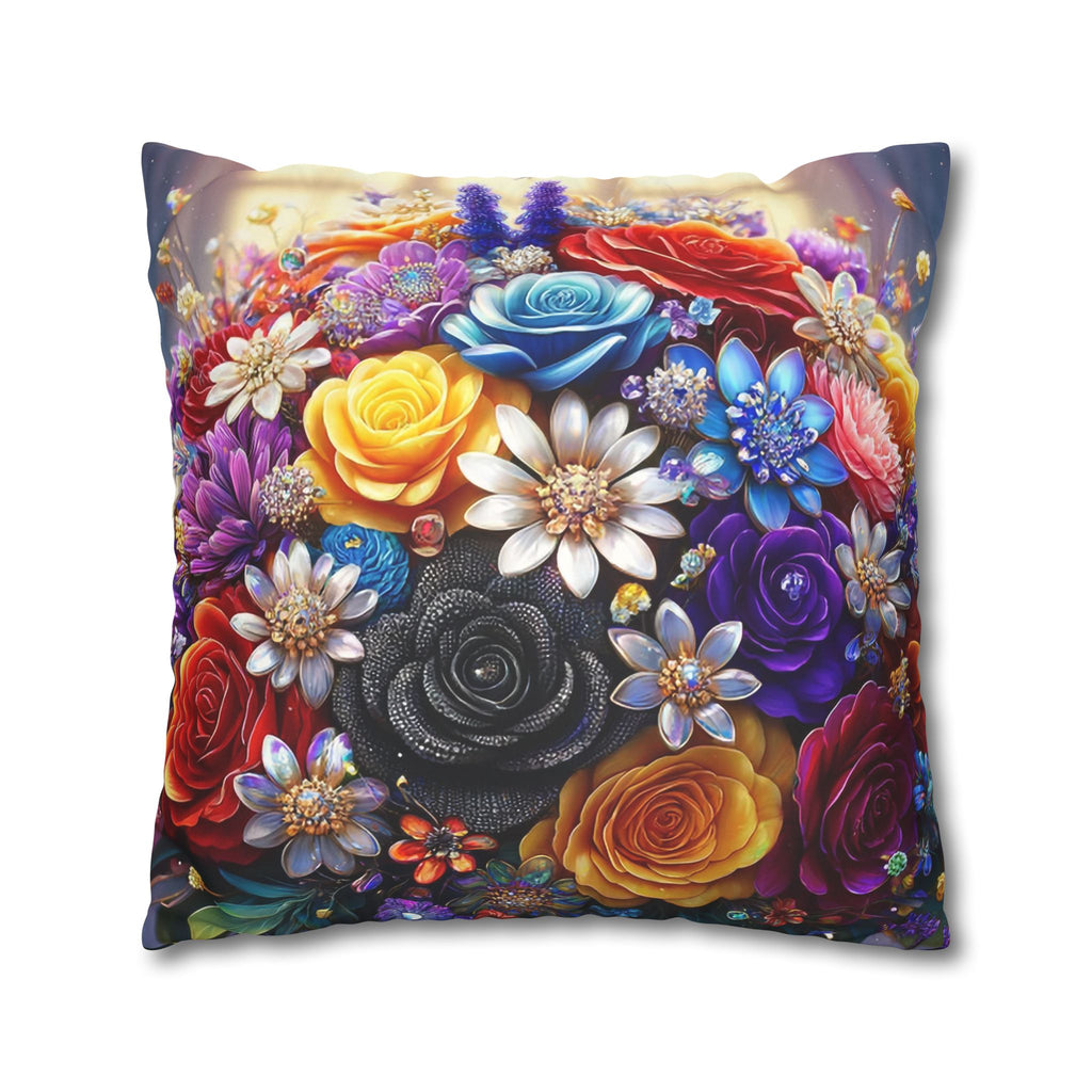 Bouquet of colourful flowers (in the sun) - Suede Square Pillowcase