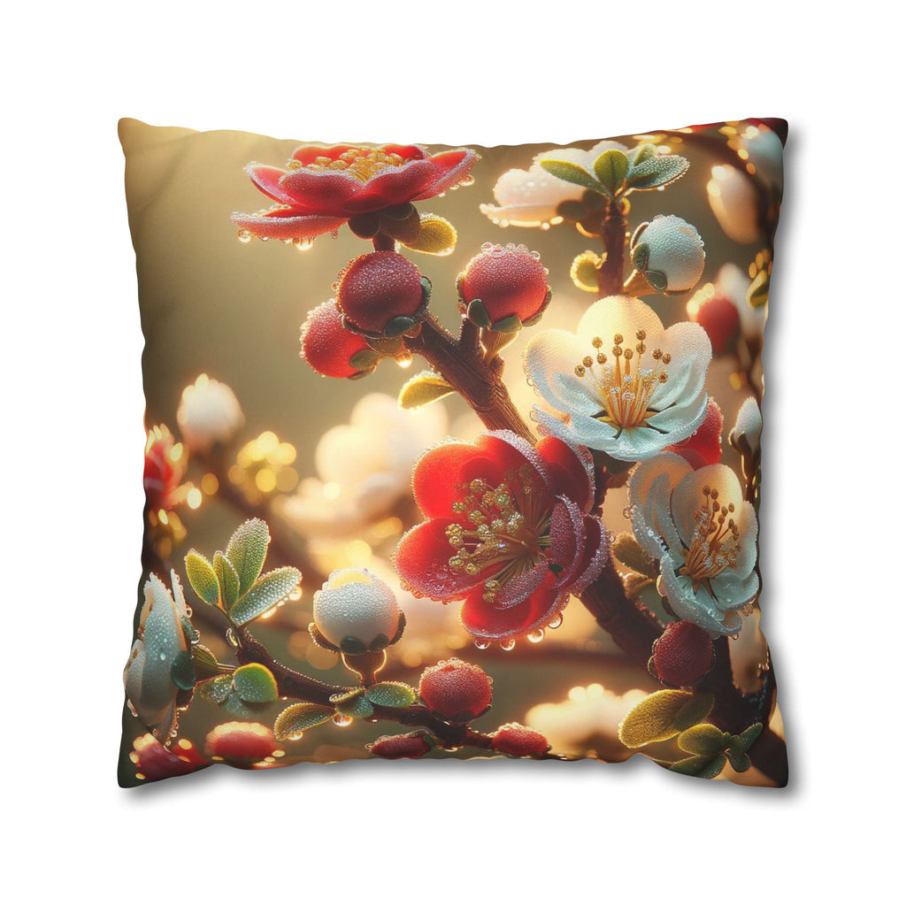 Red and white flowers - Suede Square Pillowcase