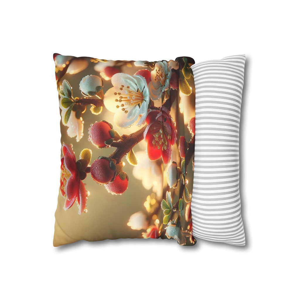 Red and white flowers - Suede Square Pillowcase