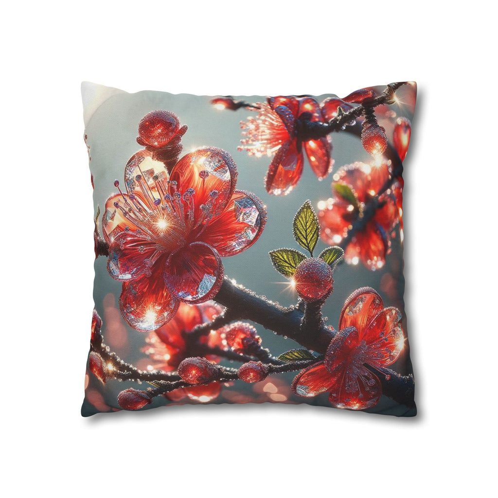 Diamond-red flowers - Polyester Square Pillowcase