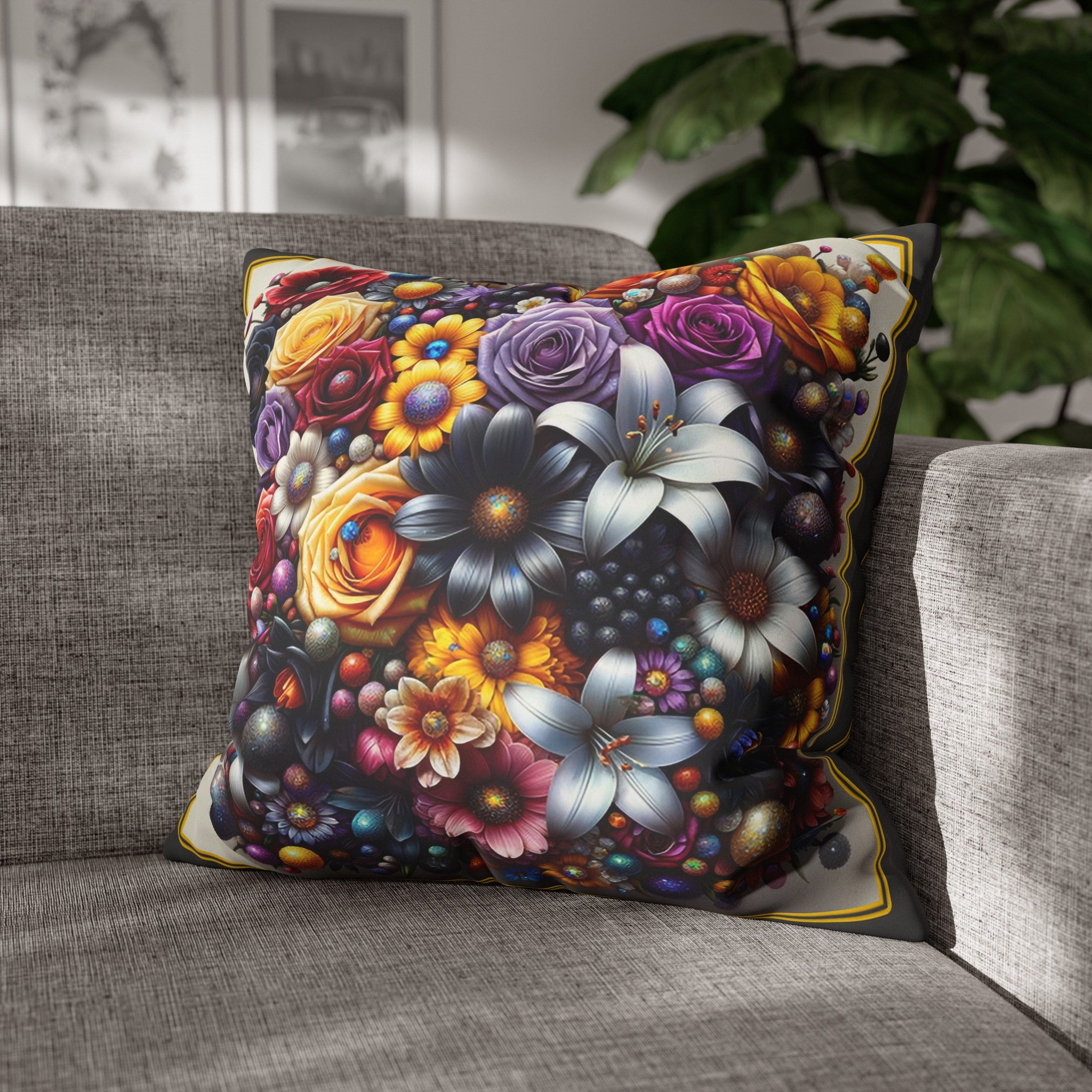 Colourful Bouquet (3) - Suede Square Pillowcase