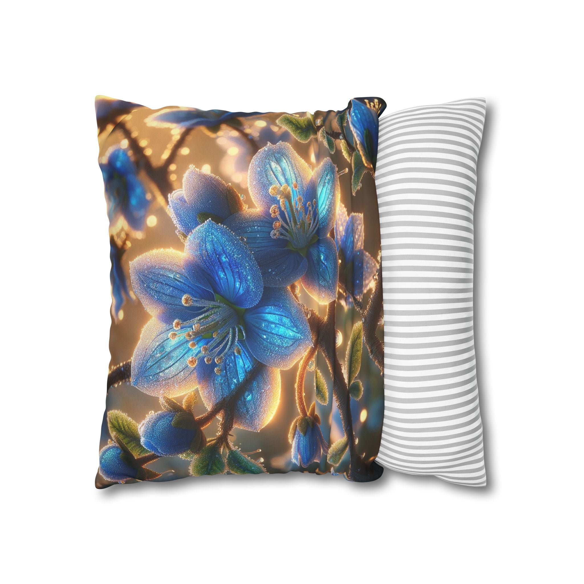 Large blue flowers  - Suede Square Pillowcase