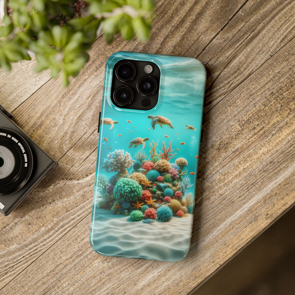 Phone Cases - Turtles on Coral Reef Design