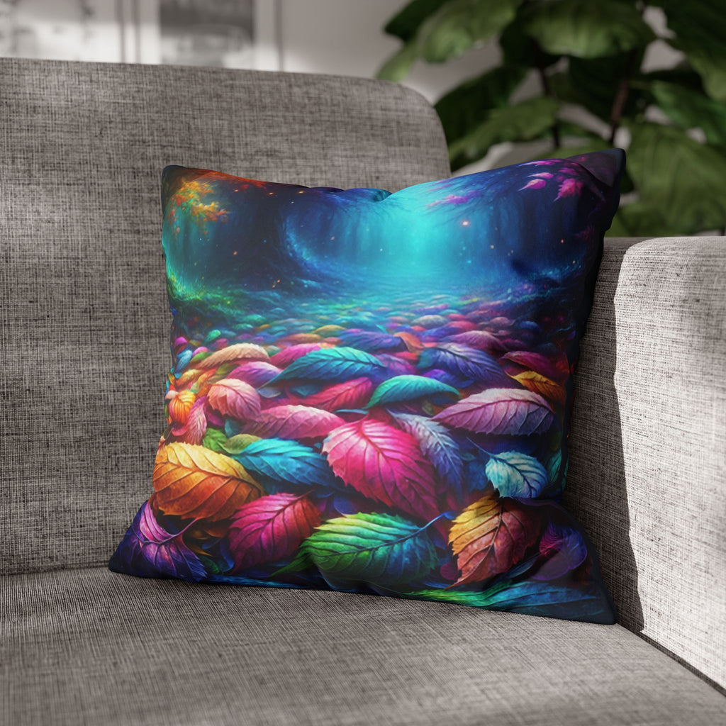 Magical leaves (blue light) - Suede Square Pillowcase