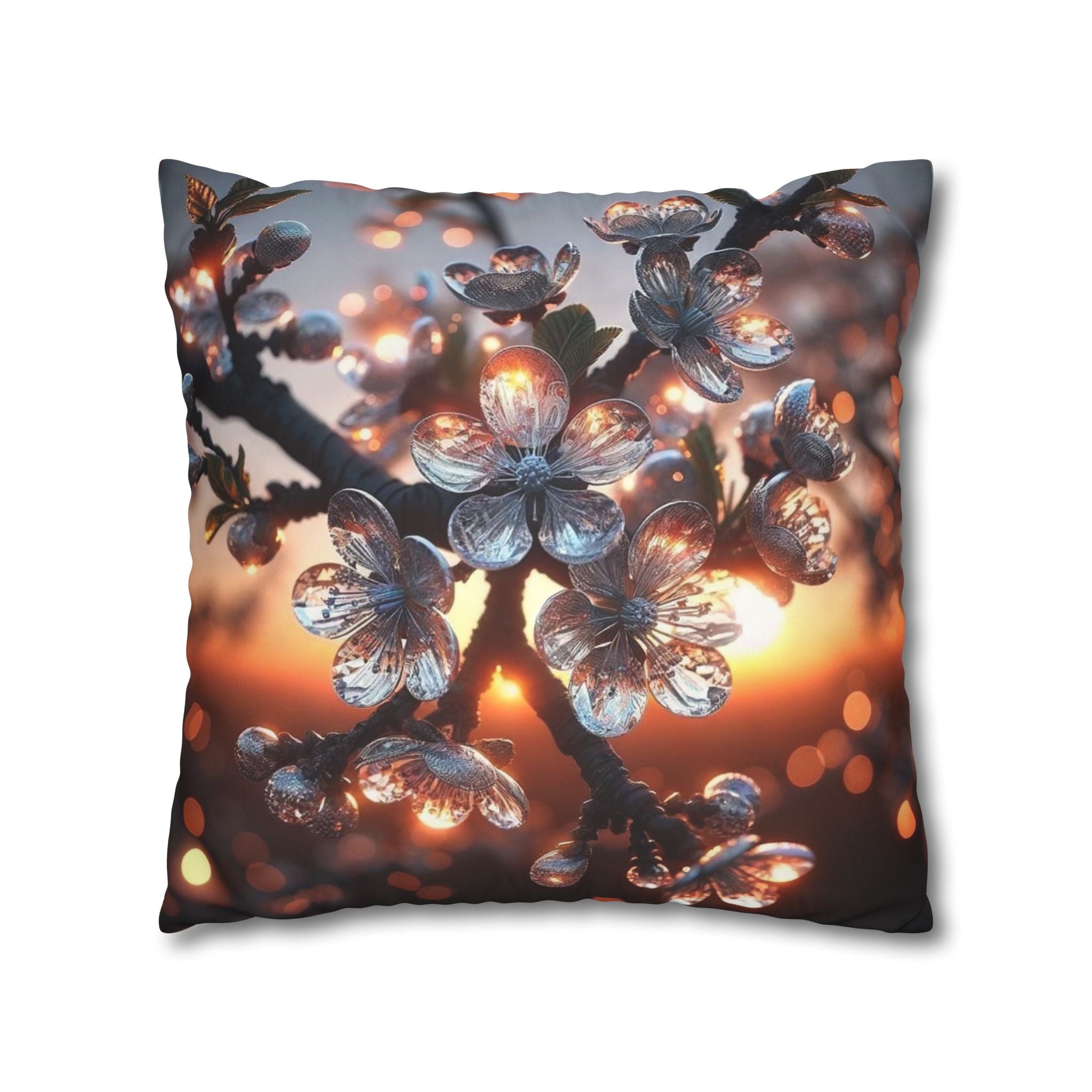 White, diamond flowers (in the evening) - Suede Square Pillowcase