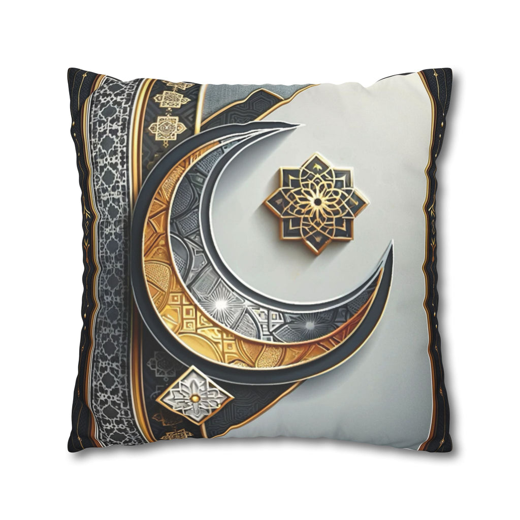 Islamic Art (gold & silver moon)) - Suede Square Pillowcase