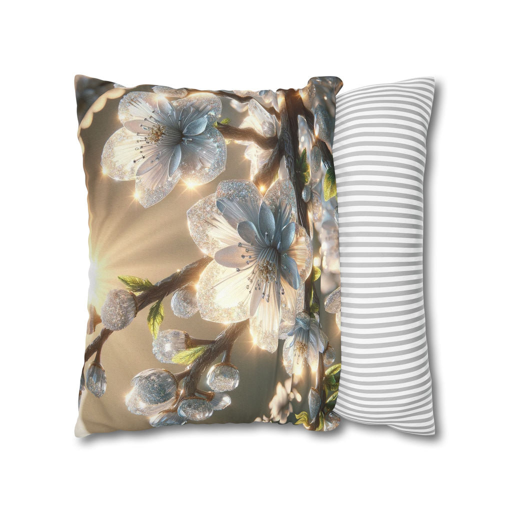 Silver-white diamond flowers - Polyester Square Pillowcase