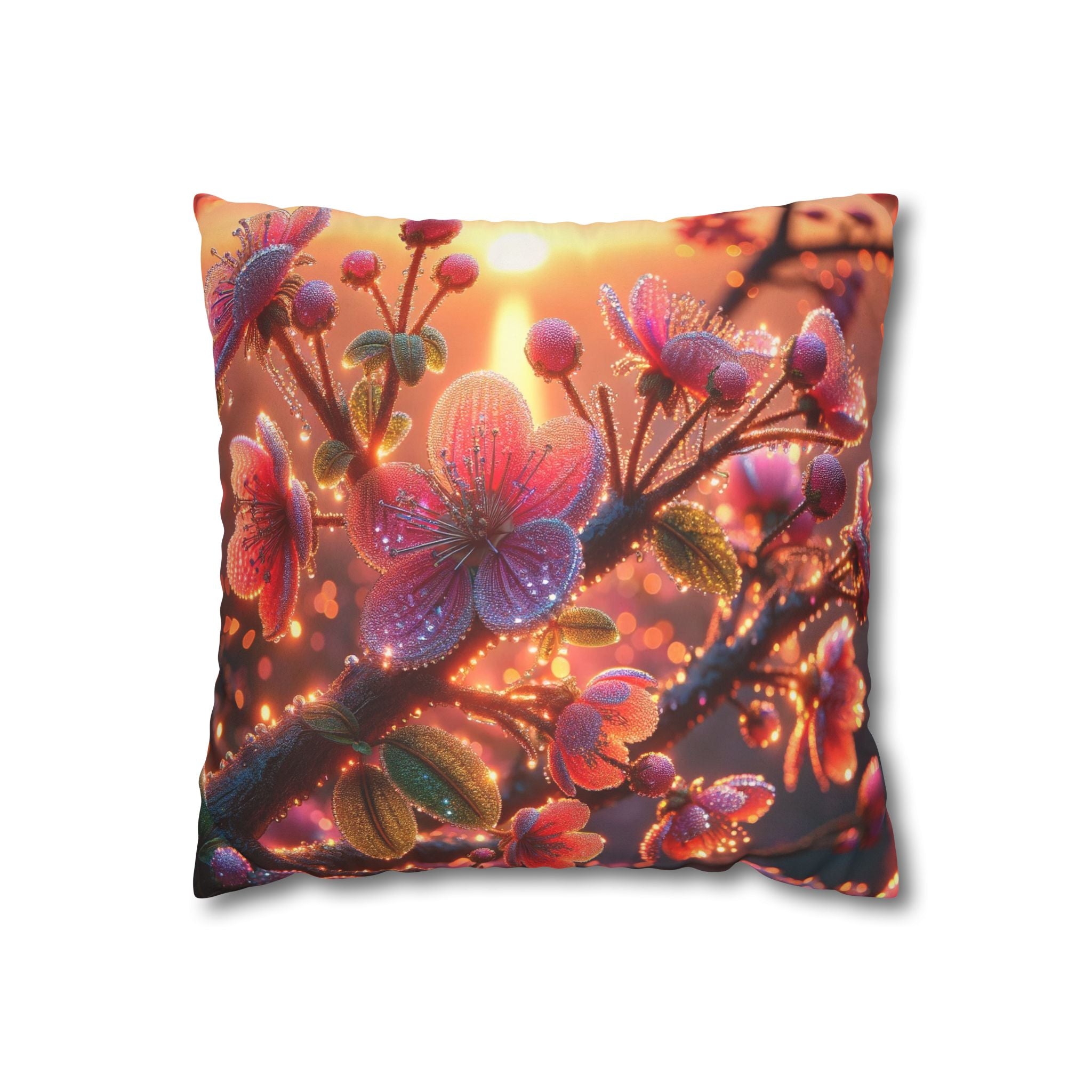 Pink diamond flowers - Suede Square Pillowcase
